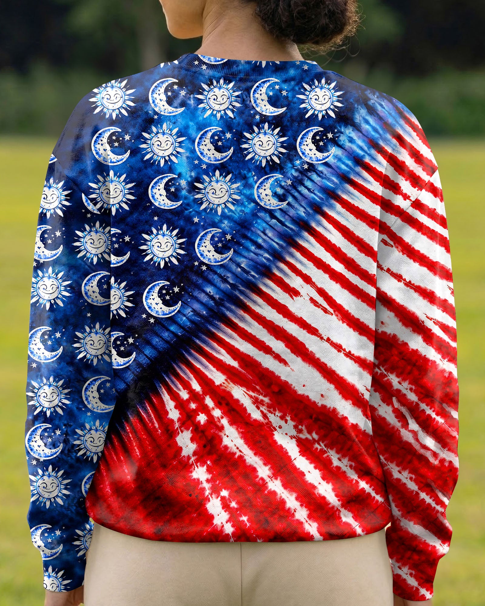 SUN AND MOON RED WHITE & BLUE SWIRL ALL OVER PRINT - TLHG0104262
