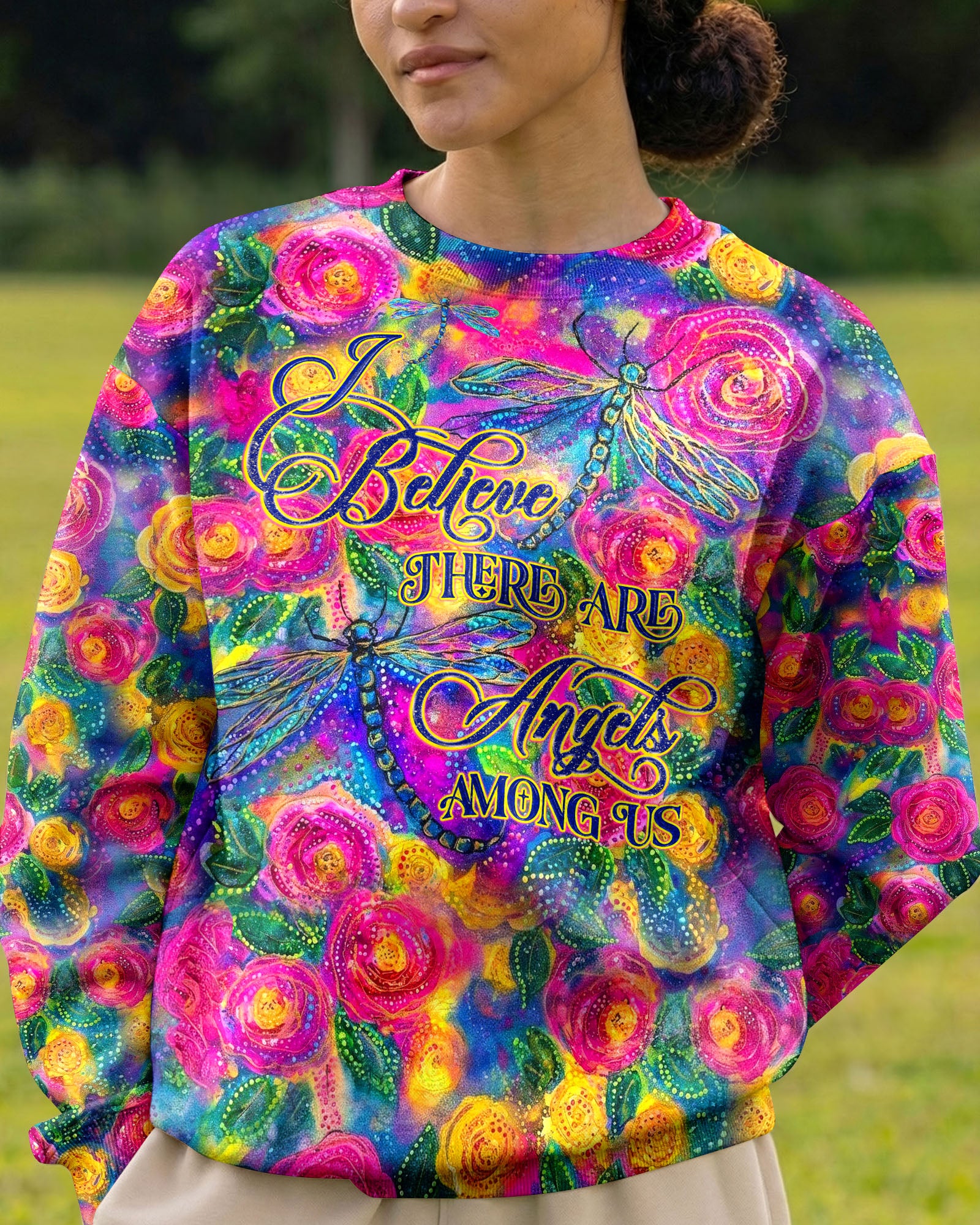 I BELIEVE THERE ARE ANGELS AMONG US DRAGONFLY ALL OVER PRINT - TLHG0106263