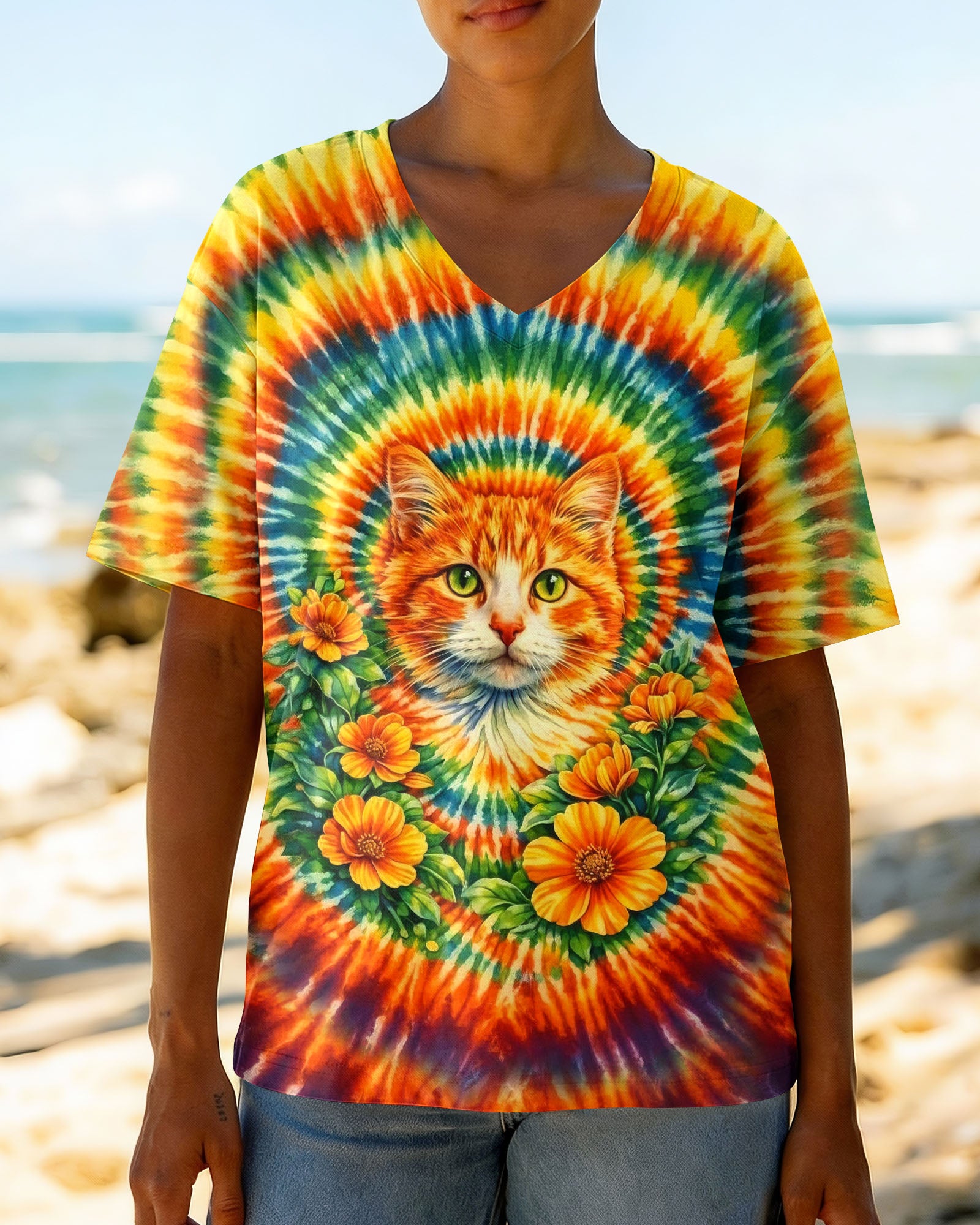 FLORAL CAT SWIRL ALL OVER PRINT - TLHG0203262