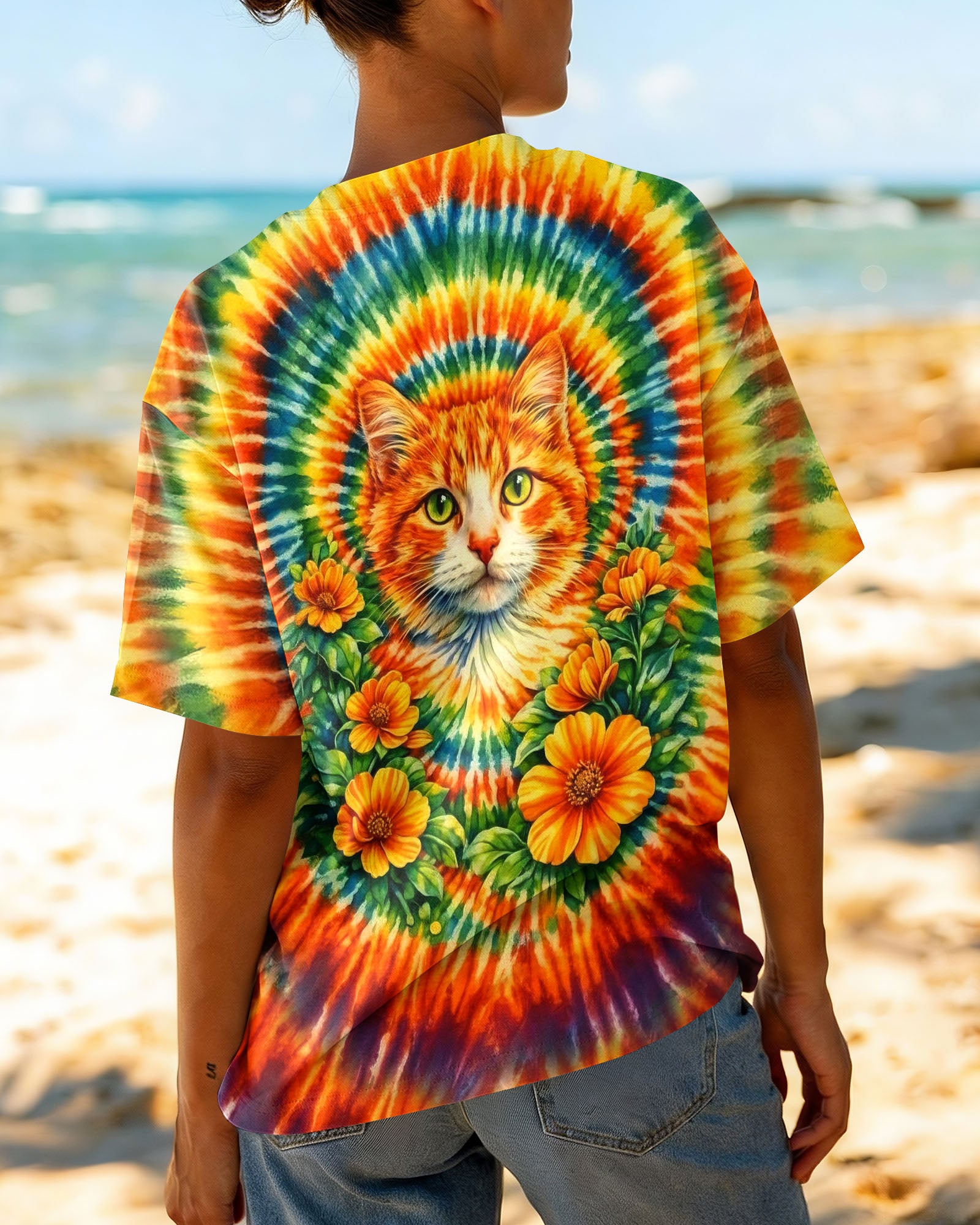 FLORAL CAT SWIRL ALL OVER PRINT - TLHG0203262