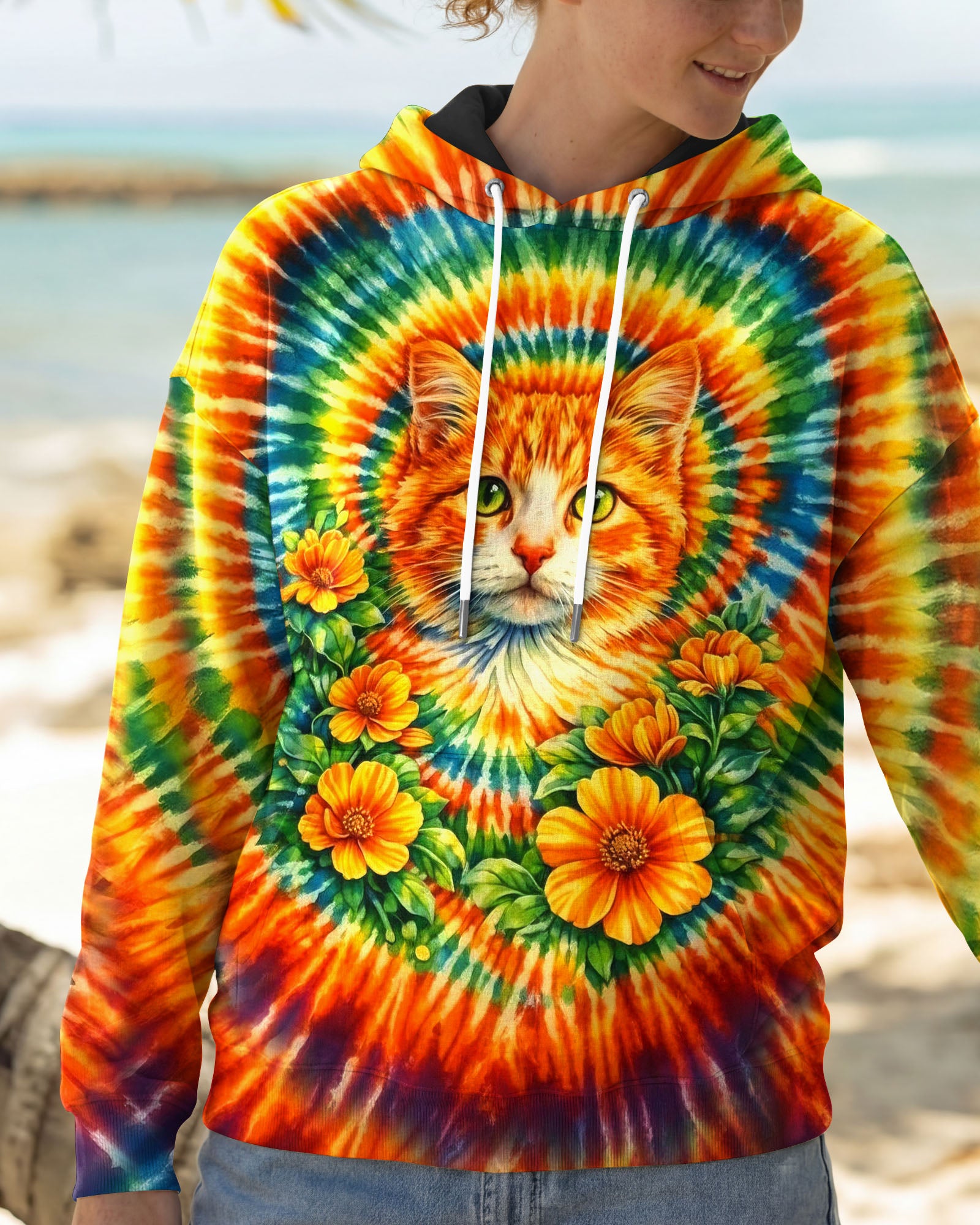 FLORAL CAT SWIRL ALL OVER PRINT - TLHG0203262