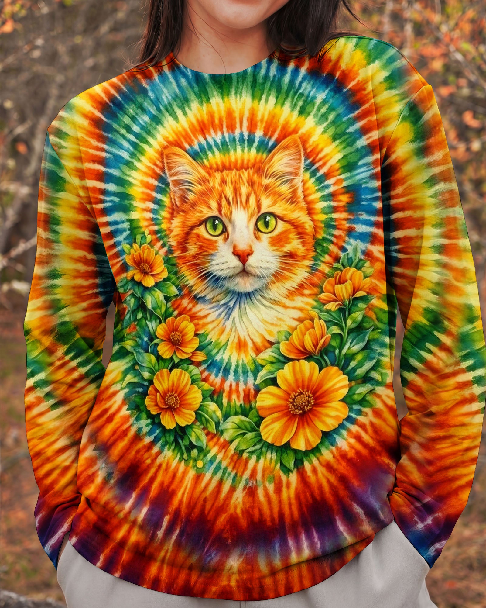 FLORAL CAT SWIRL ALL OVER PRINT - TLHG0203262
