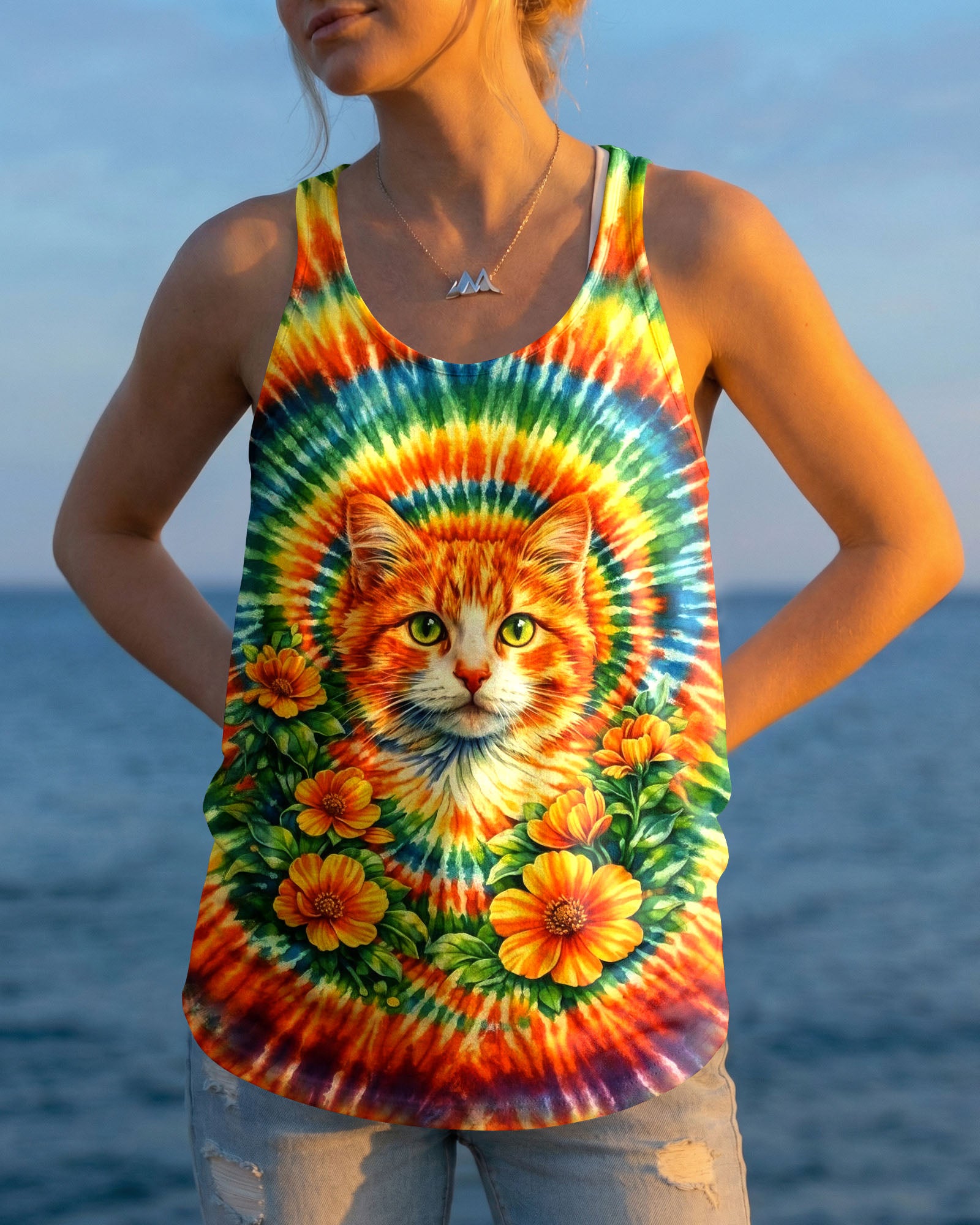 FLORAL CAT SWIRL ALL OVER PRINT - TLHG0203262