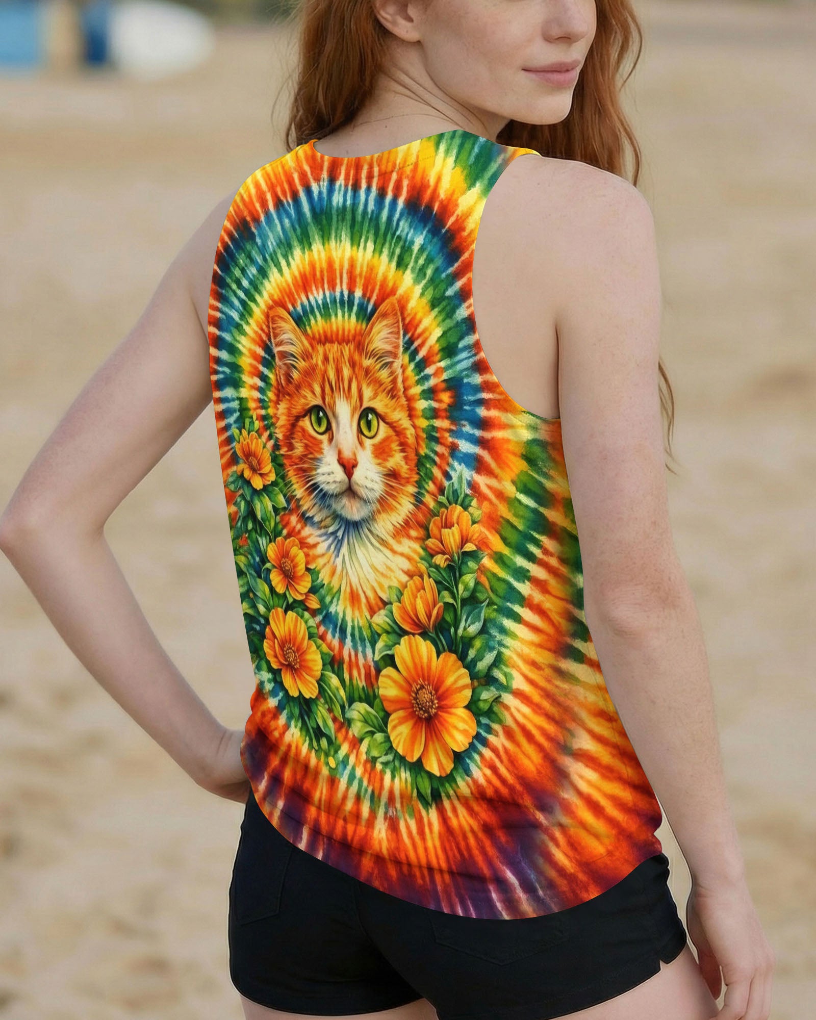 FLORAL CAT SWIRL ALL OVER PRINT - TLHG0203262