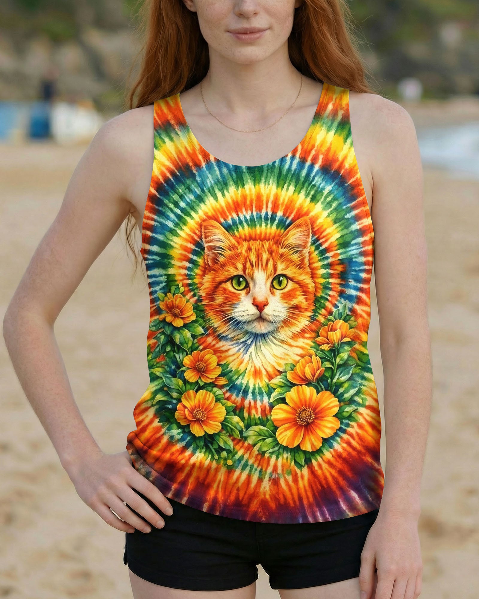 FLORAL CAT SWIRL ALL OVER PRINT - TLHG0203262
