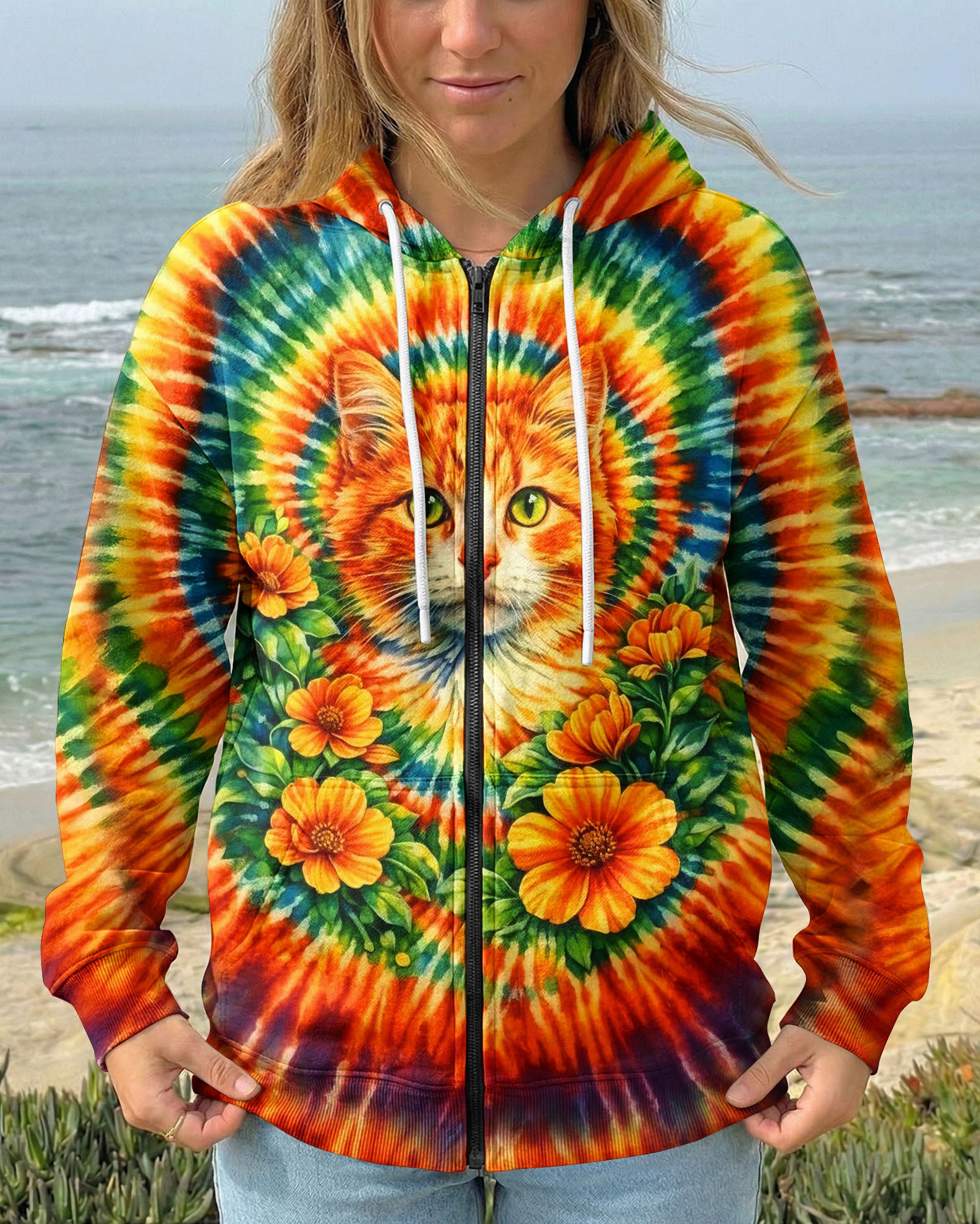 FLORAL CAT SWIRL ALL OVER PRINT - TLHG0203262