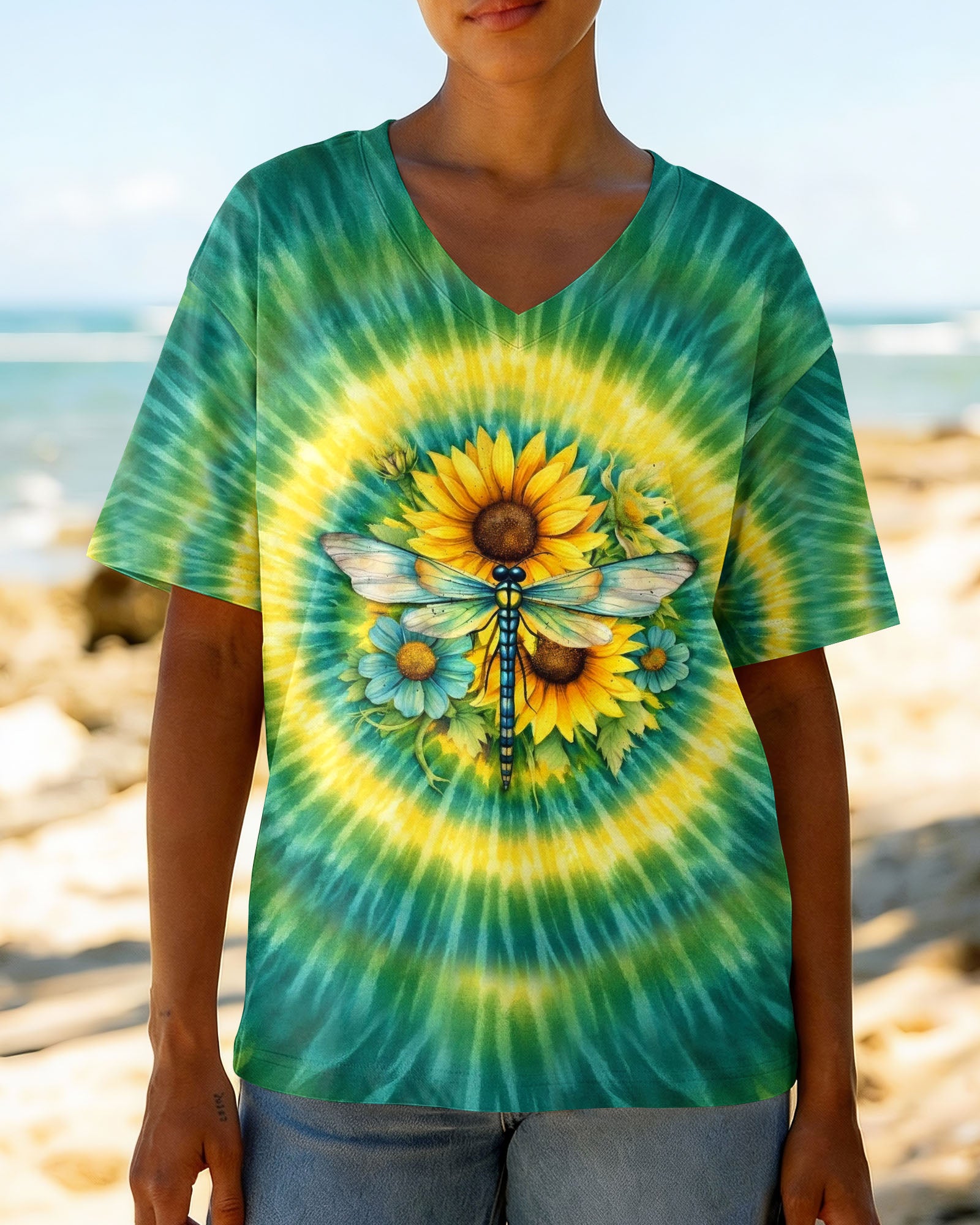 JUST BREATHE DRAGONFLY FLORAL SWIRL ALL OVER PRINT - TLHG0303262