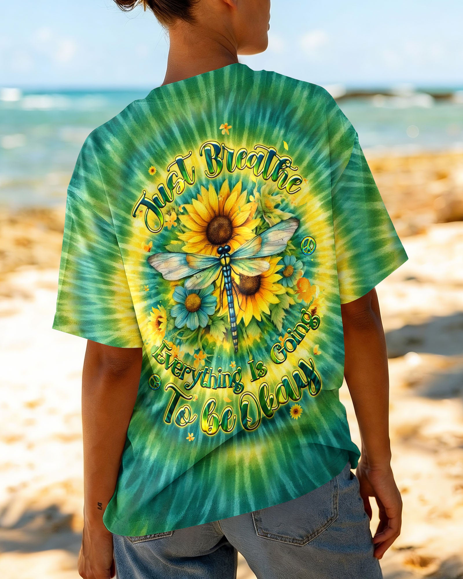 JUST BREATHE DRAGONFLY FLORAL SWIRL ALL OVER PRINT - TLHG0303262