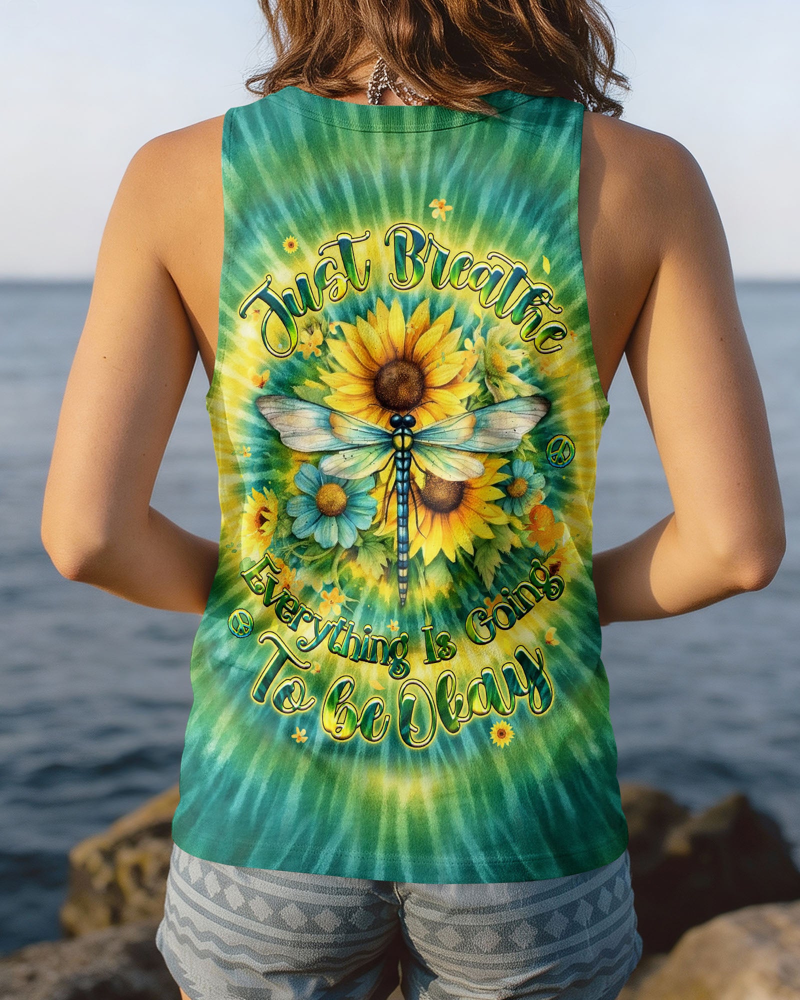 JUST BREATHE DRAGONFLY FLORAL SWIRL ALL OVER PRINT - TLHG0303262