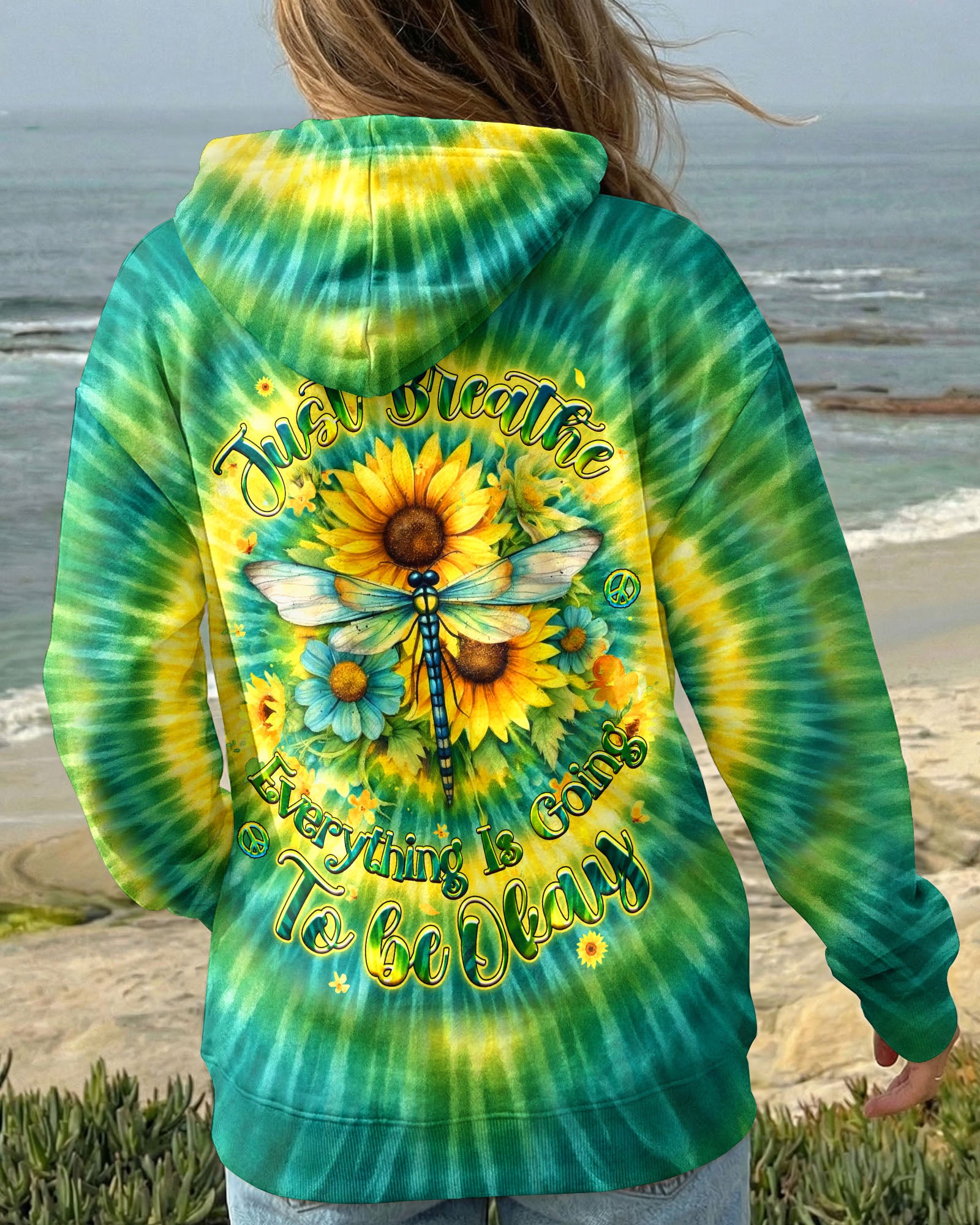 JUST BREATHE DRAGONFLY FLORAL SWIRL ALL OVER PRINT - TLHG0303262