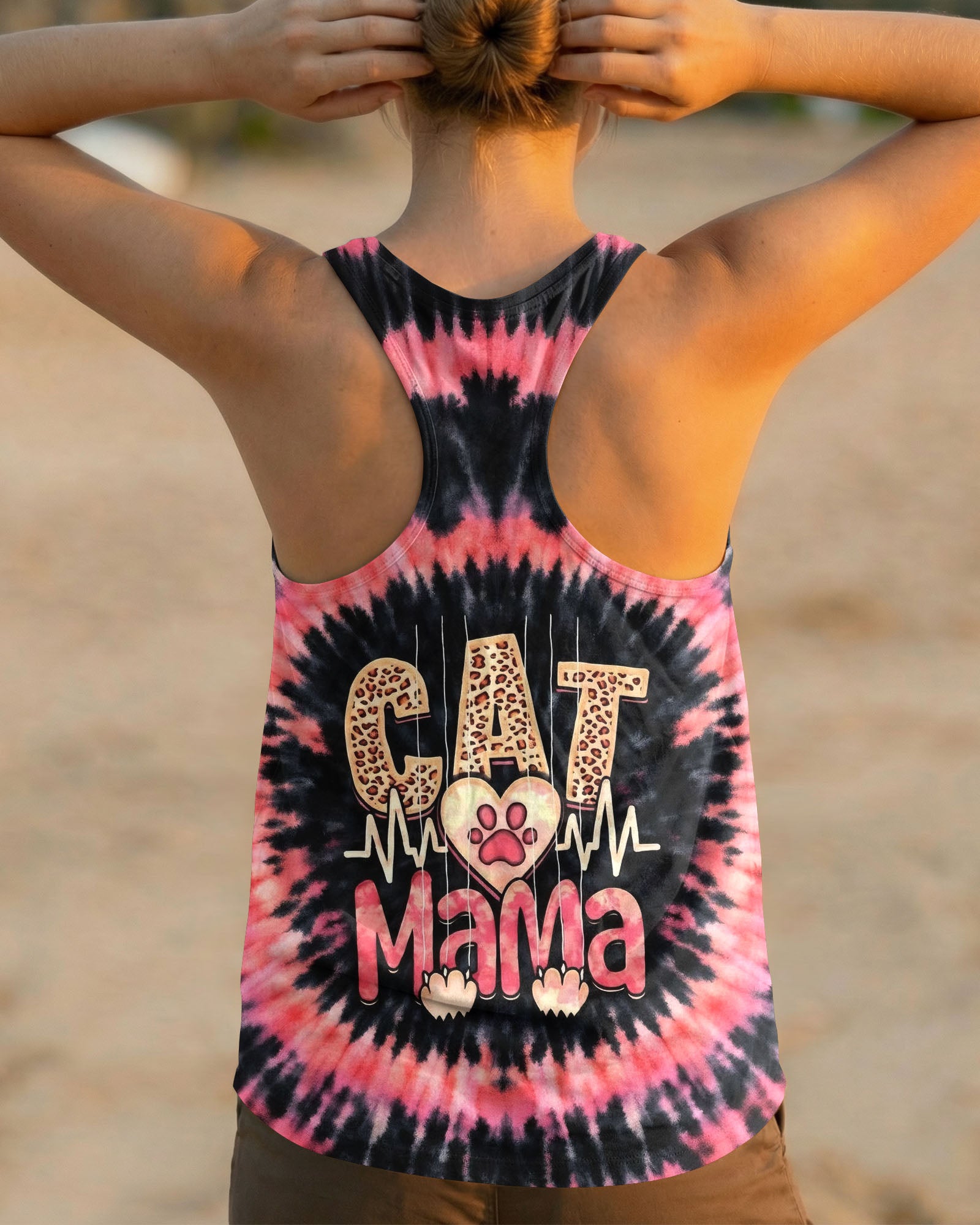 CAT MAMA HEARTBEAT SWIRL ALL OVER PRINT - TLHG0403263