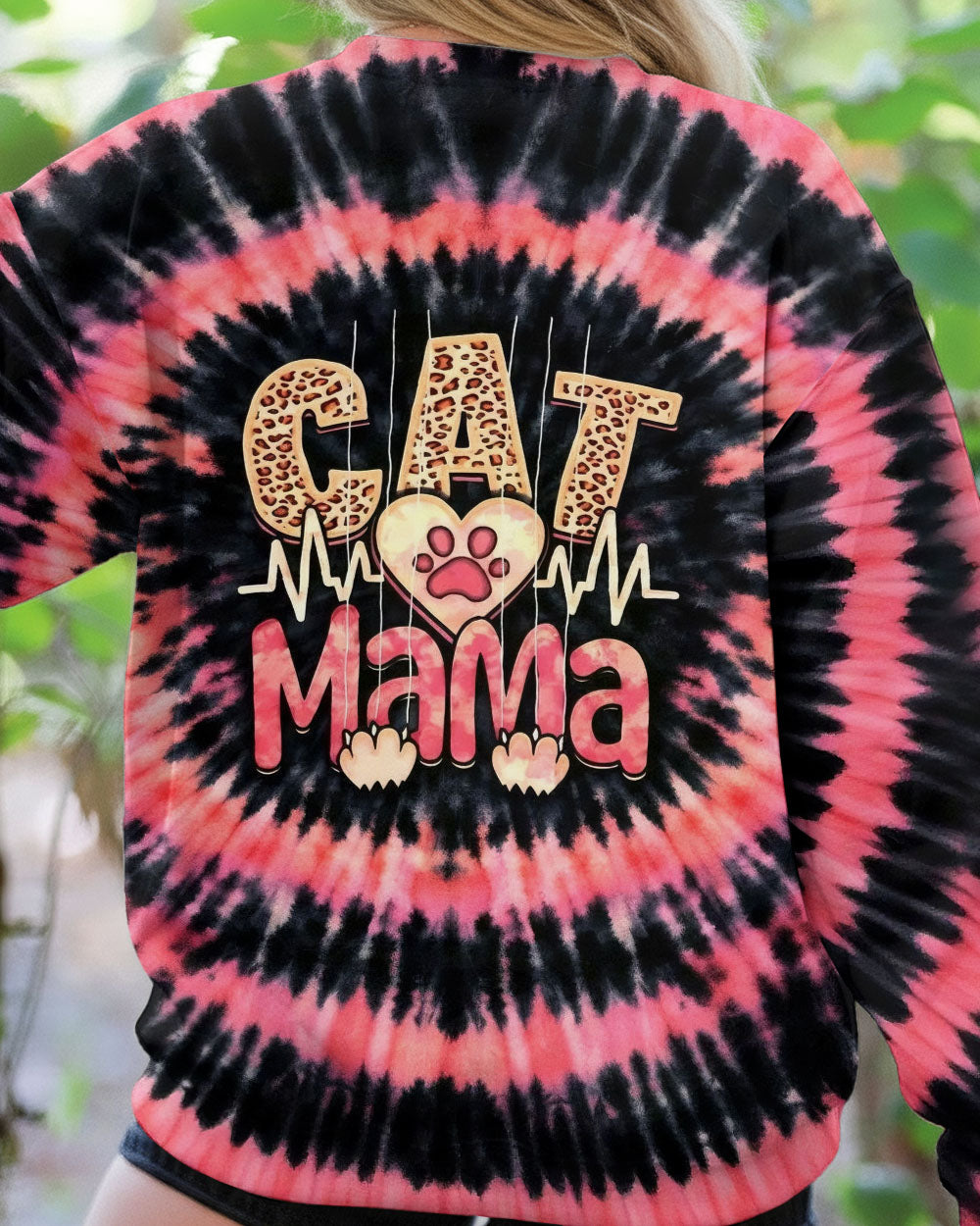 CAT MAMA HEARTBEAT SWIRL ALL OVER PRINT - TLHG0403263