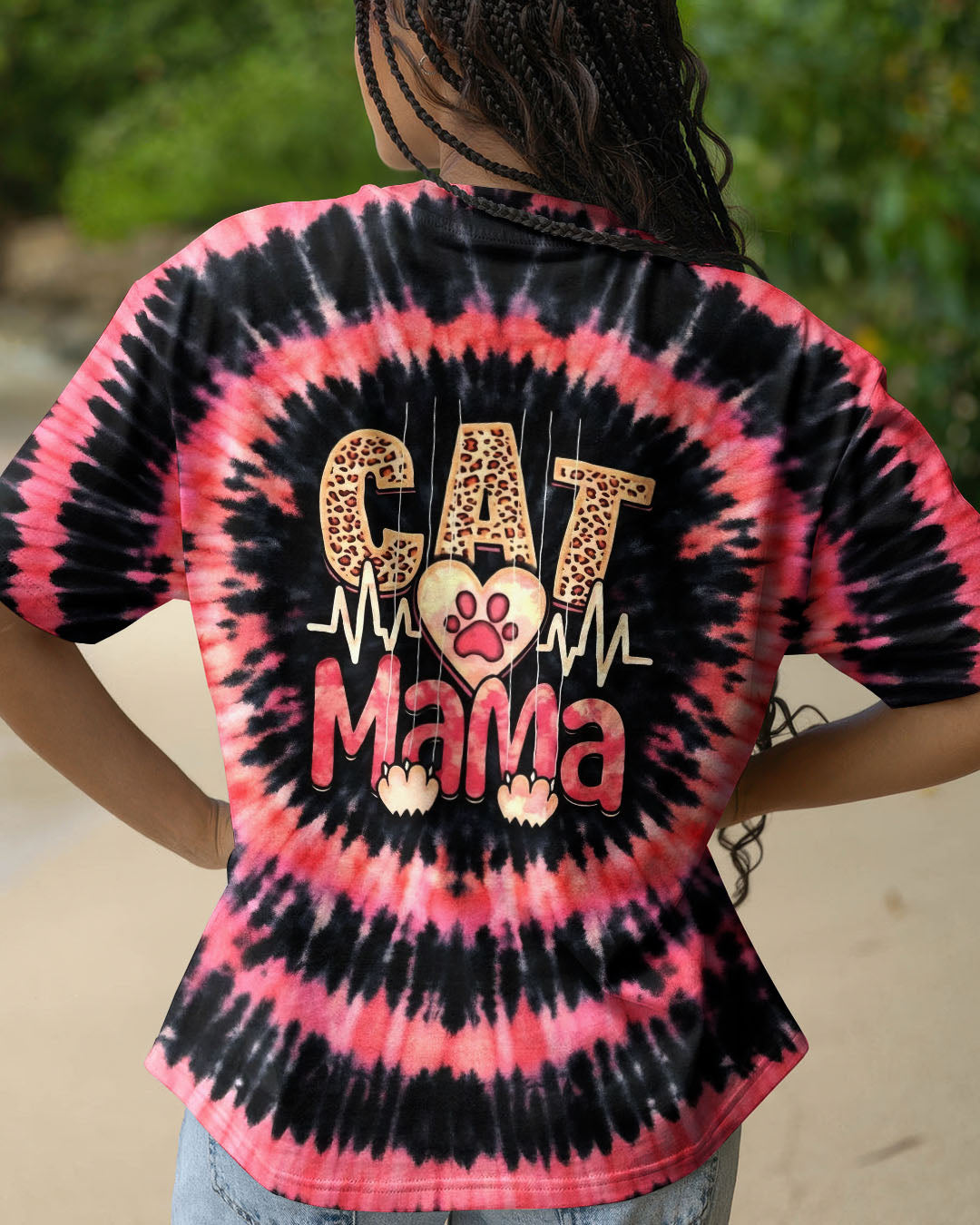 CAT MAMA HEARTBEAT SWIRL ALL OVER PRINT - TLHG0403263