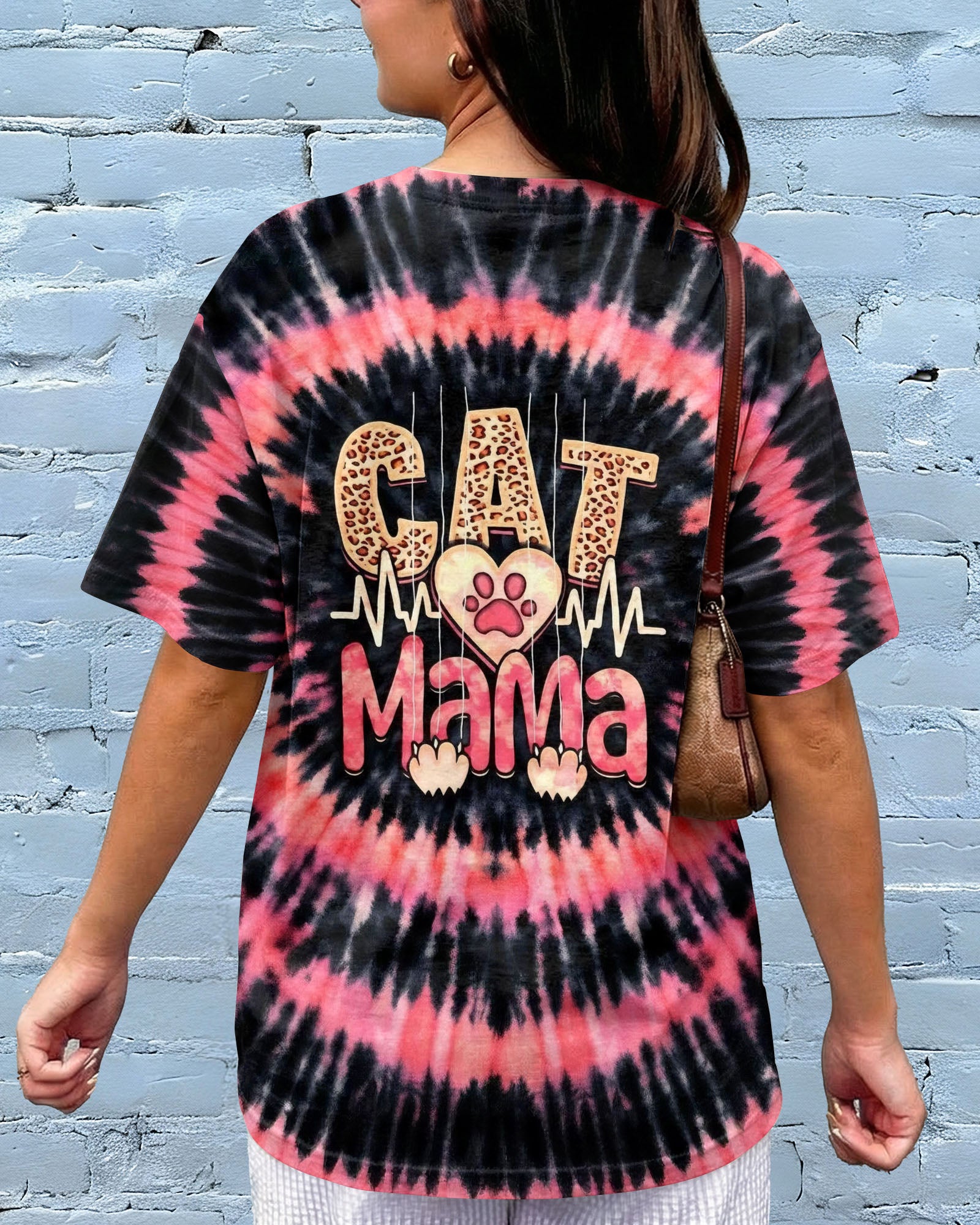 CAT MAMA HEARTBEAT SWIRL ALL OVER PRINT - TLHG0403263
