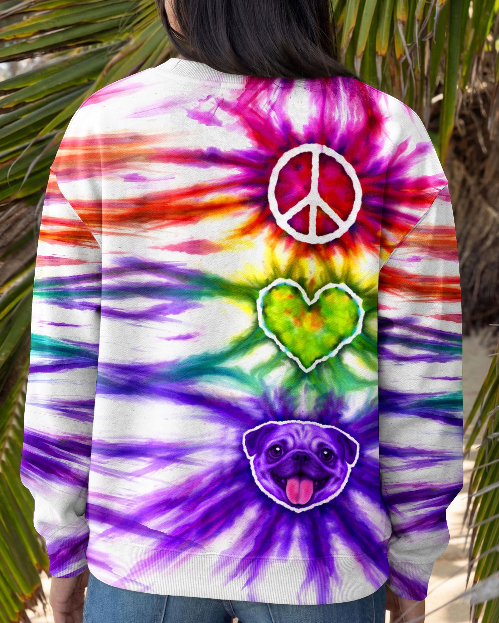PEACE LOVE PUG DOG FACE SWIRL ALL OVER PRINT  - TLHG0704261