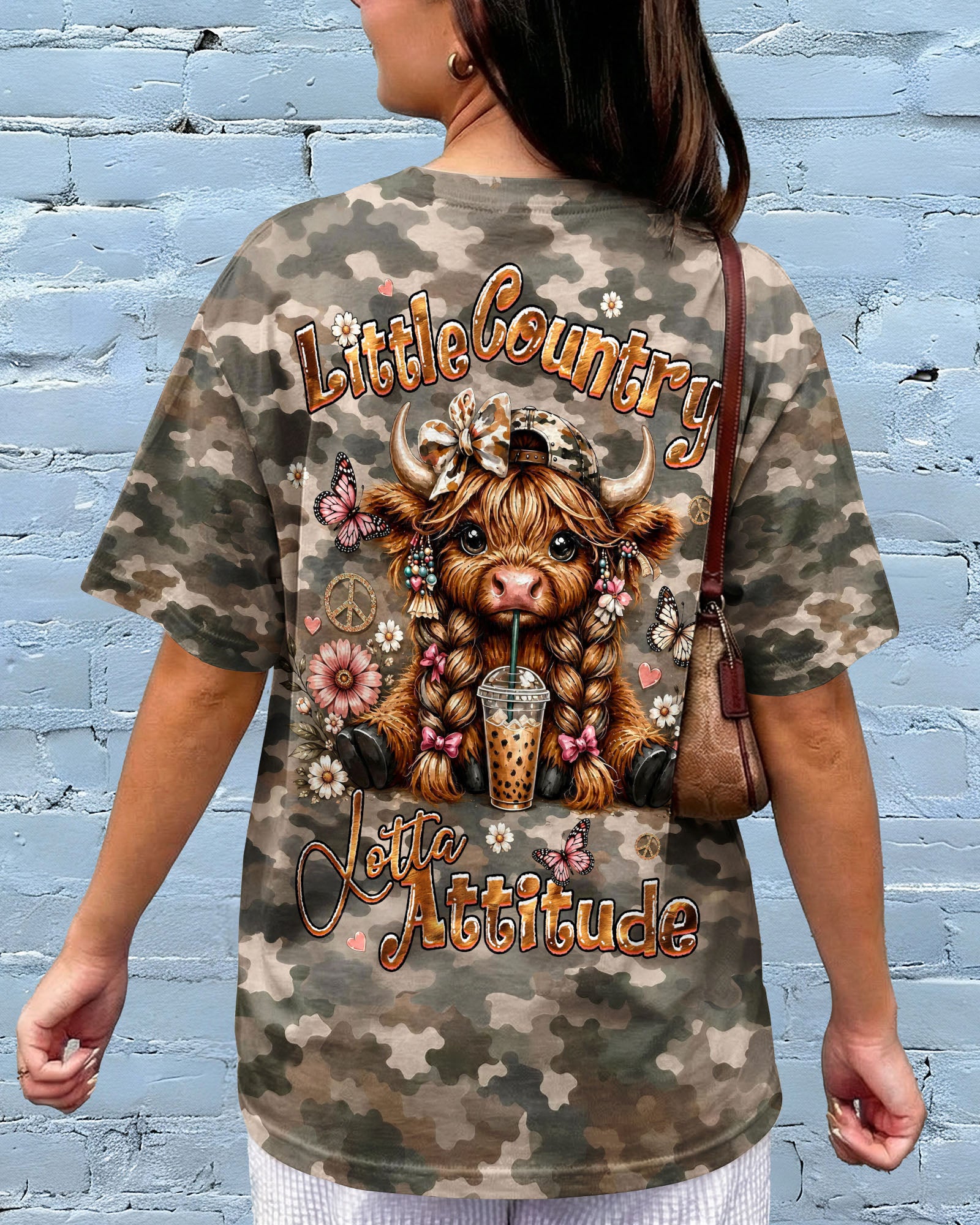 LITTLE COUNTRY LOTTA ATTITUDE COW ALL OVER PRINT  - TLHG0906262