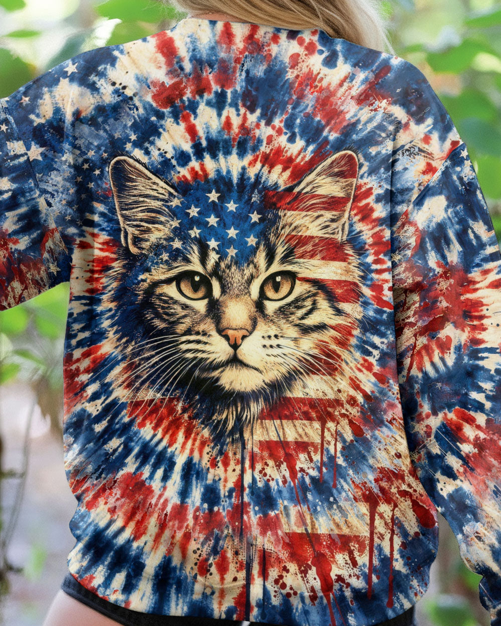 CAT RED WHITE & BLUE VINTAGE SWIRL ALL OVER PRINT - TLHG1003263