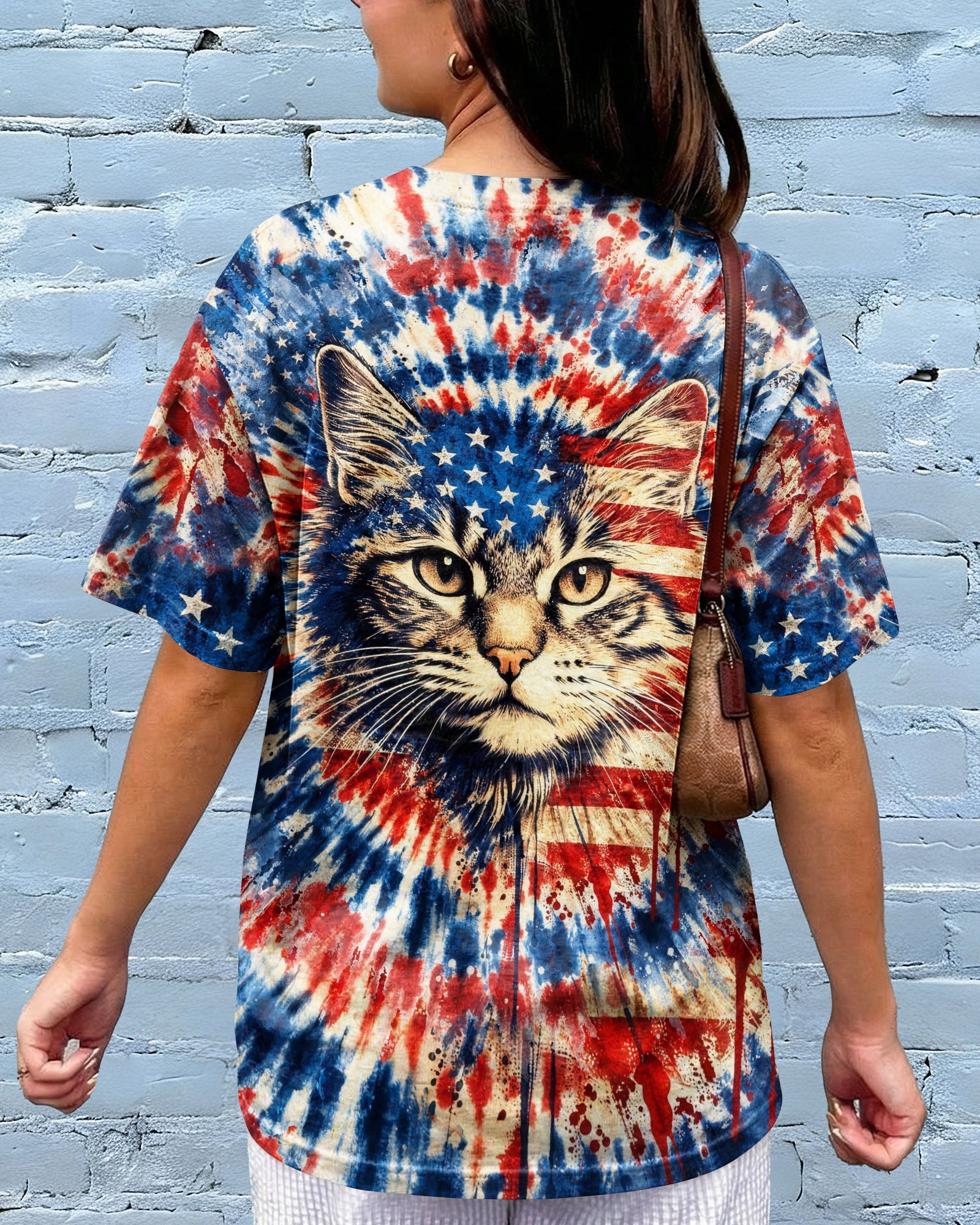 CAT RED WHITE & BLUE VINTAGE SWIRL ALL OVER PRINT - TLHG1003263