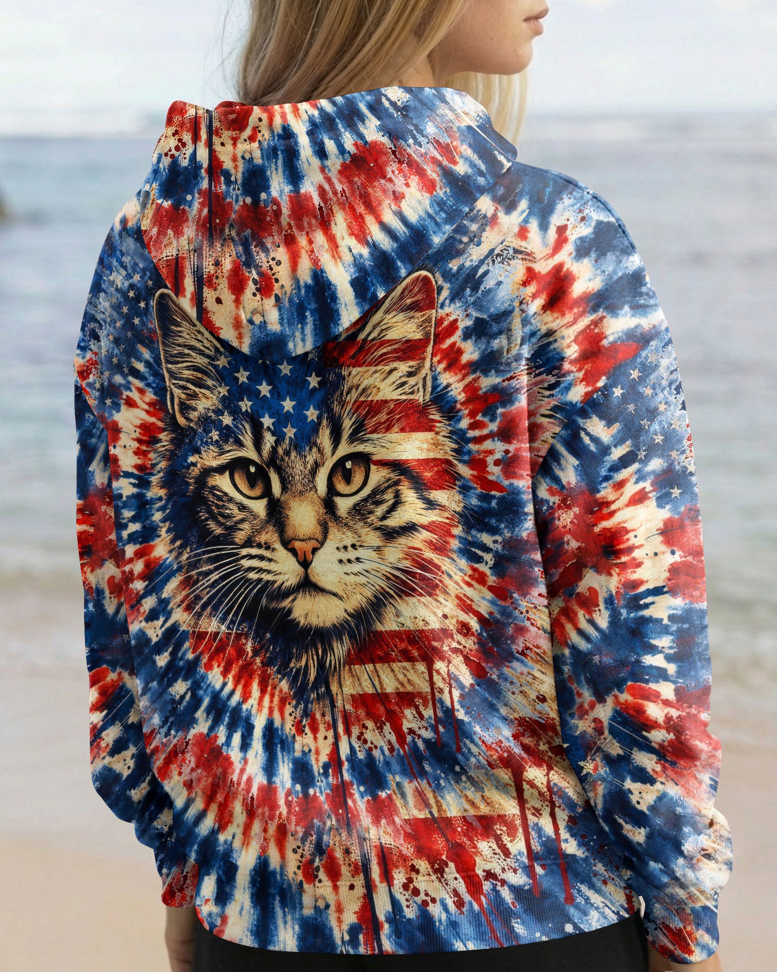 CAT RED WHITE & BLUE VINTAGE SWIRL ALL OVER PRINT - TLHG1003263