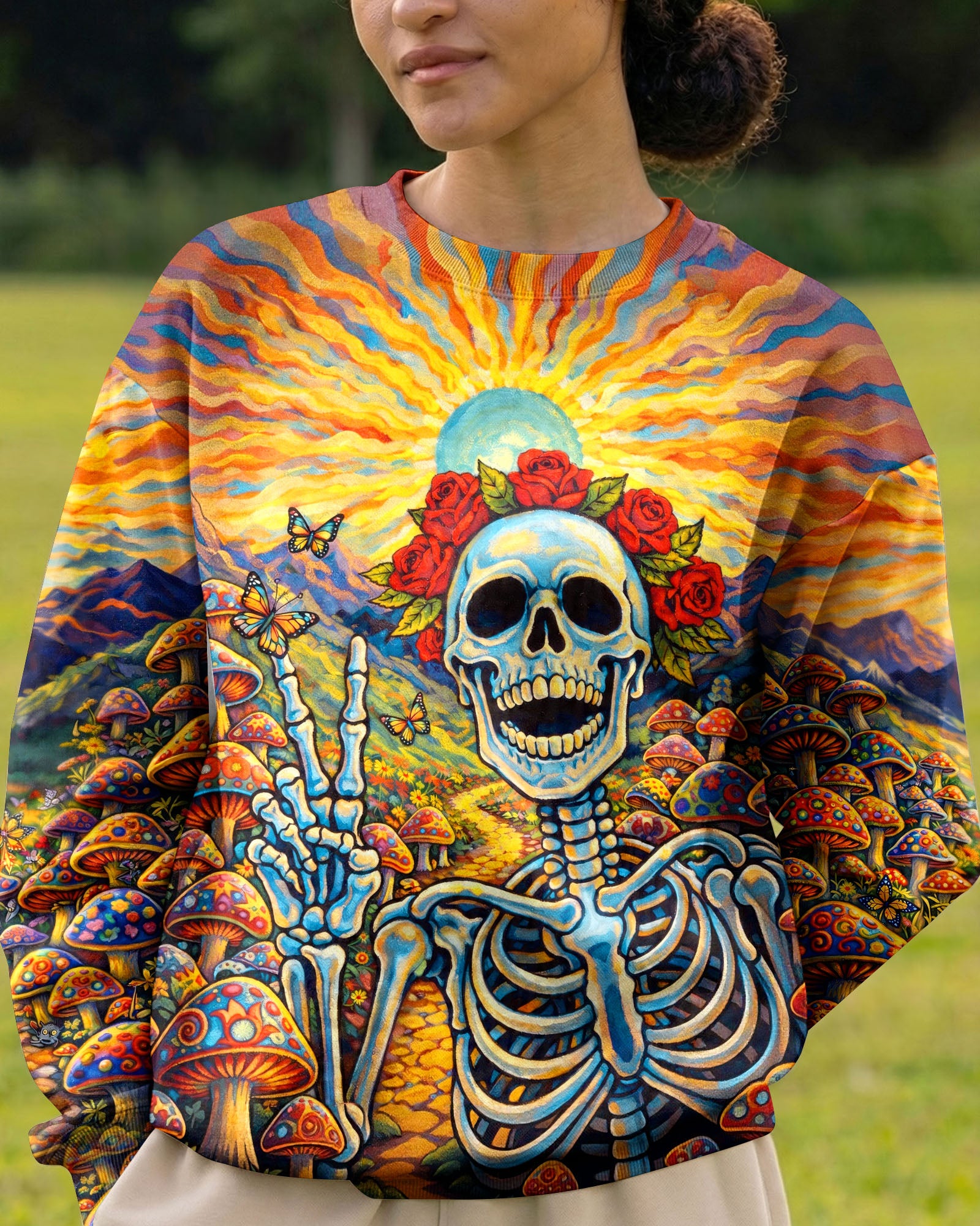 JOYFUL SKELETON SKULL HIPPIE ALL OVER PRINT  - TLHG2004263