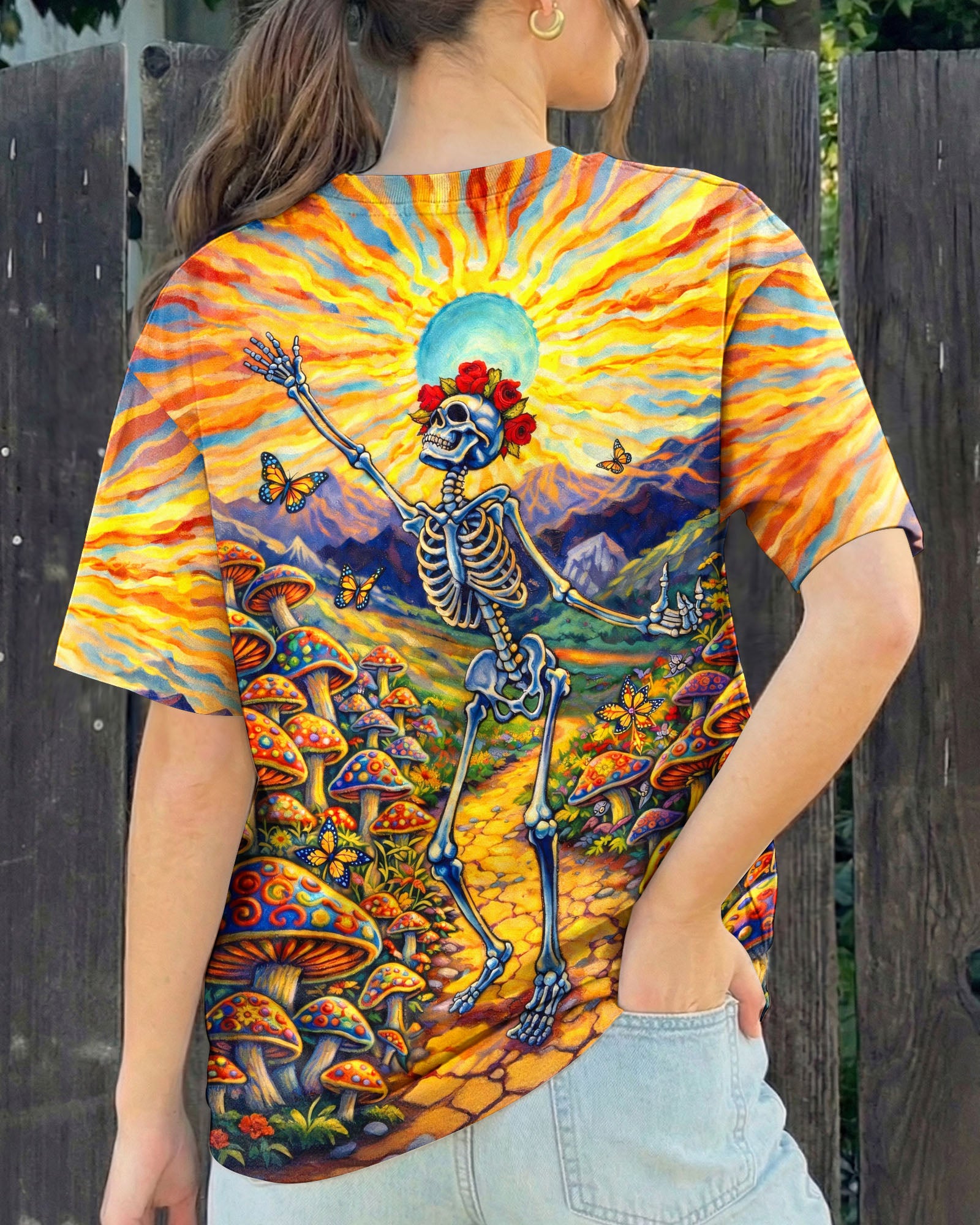 JOYFUL SKELETON SKULL HIPPIE ALL OVER PRINT  - TLHG2004263
