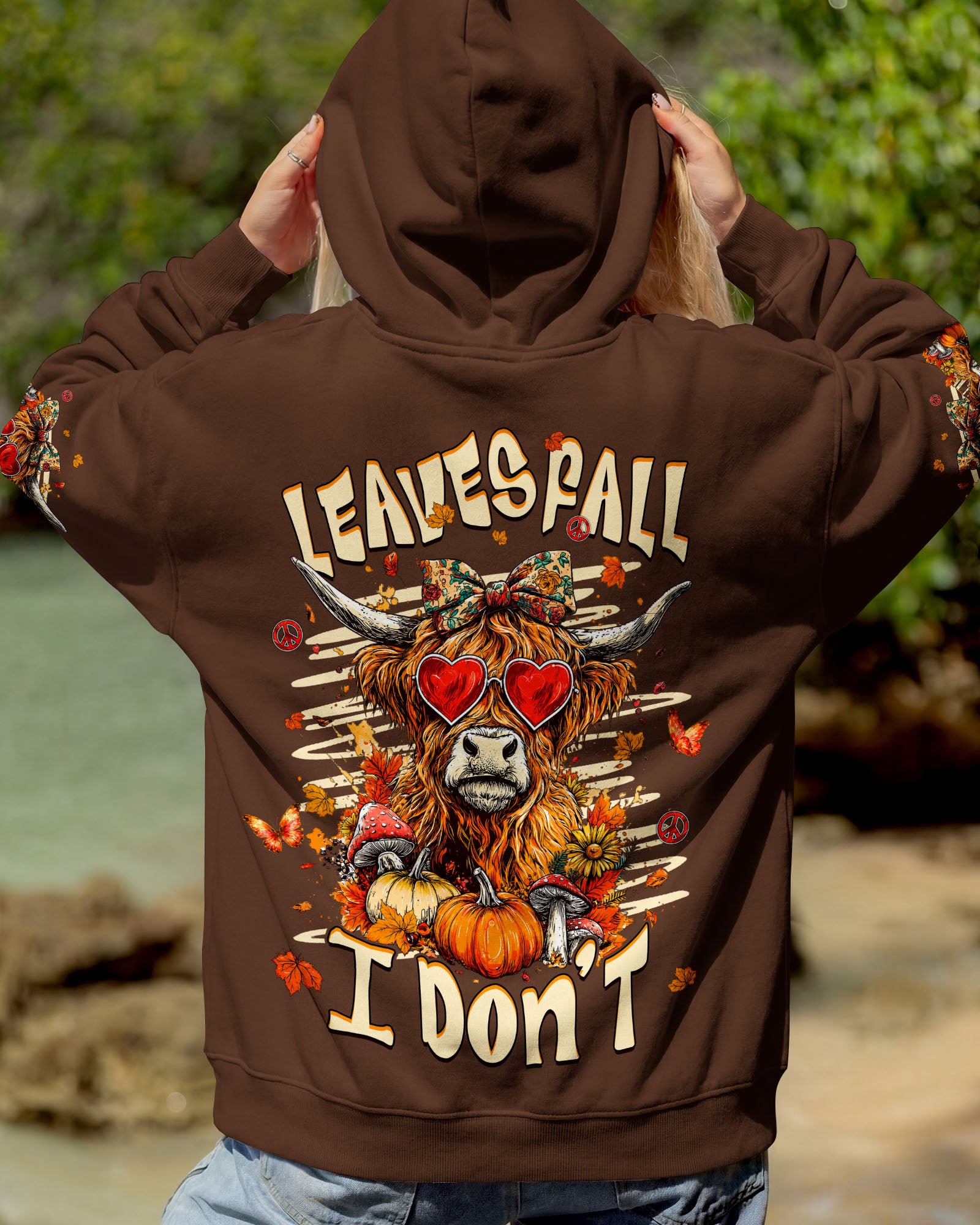 LEAVES FALL I DON'T HIGHLAND COW AUTUMN ALL OVER PRINT - TLHG2007261