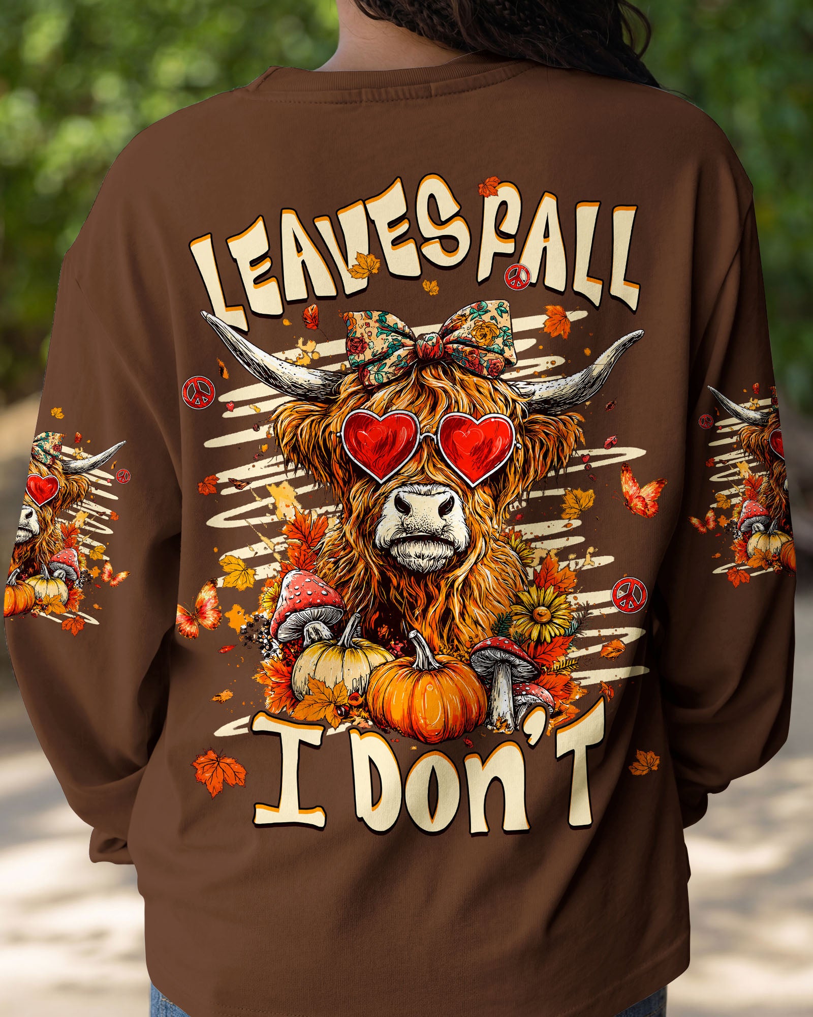 LEAVES FALL I DON'T HIGHLAND COW AUTUMN ALL OVER PRINT - TLHG2007261