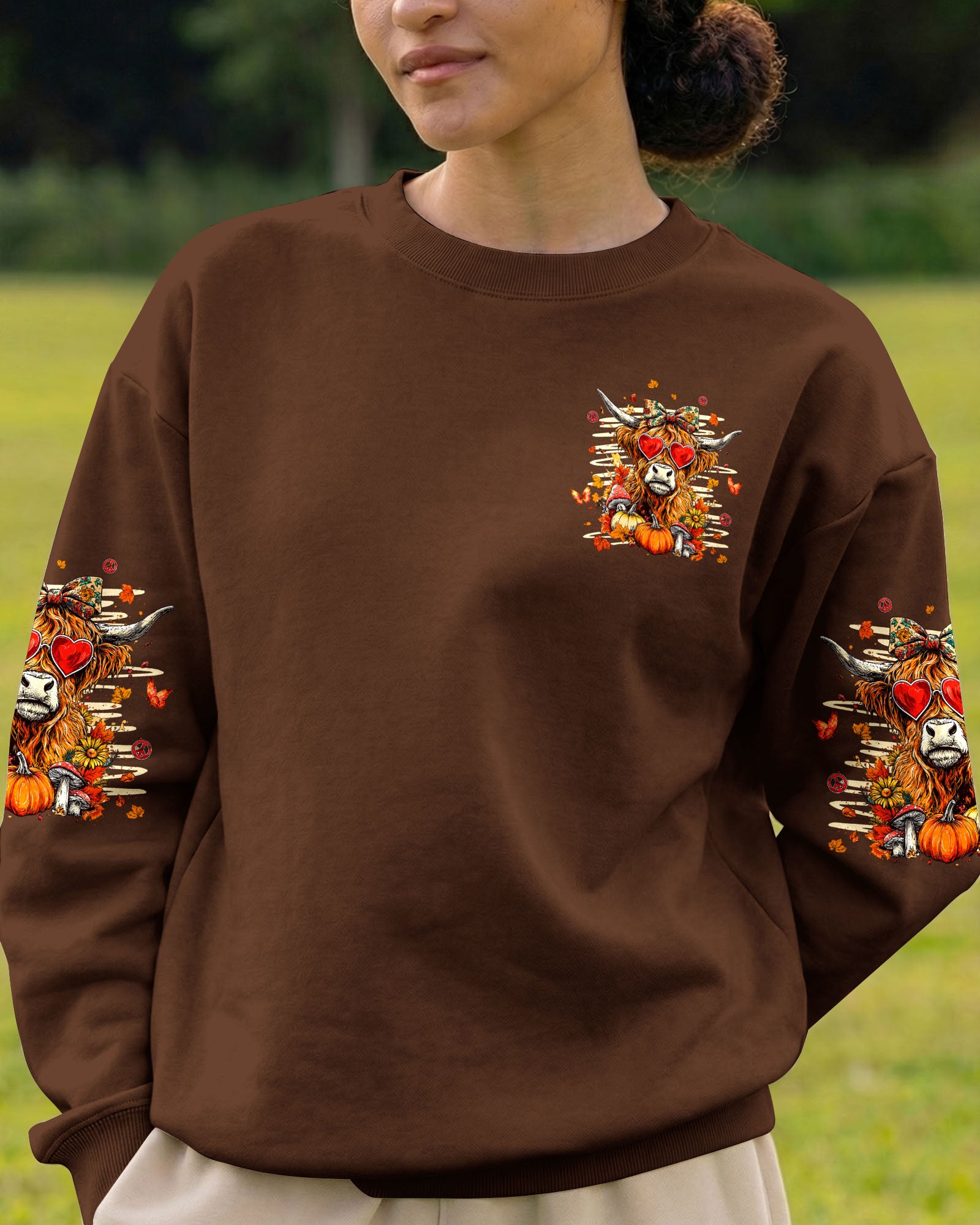 LEAVES FALL I DON'T HIGHLAND COW AUTUMN ALL OVER PRINT - TLHG2007261