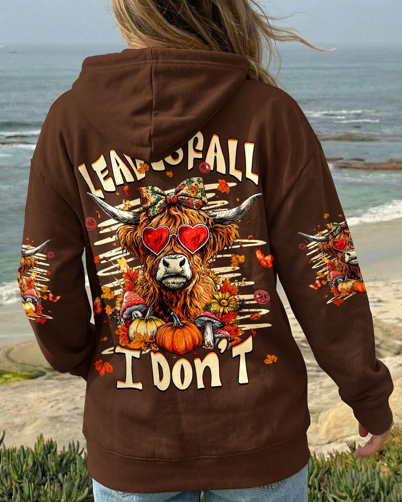 LEAVES FALL I DON'T HIGHLAND COW AUTUMN ALL OVER PRINT - TLHG2007261