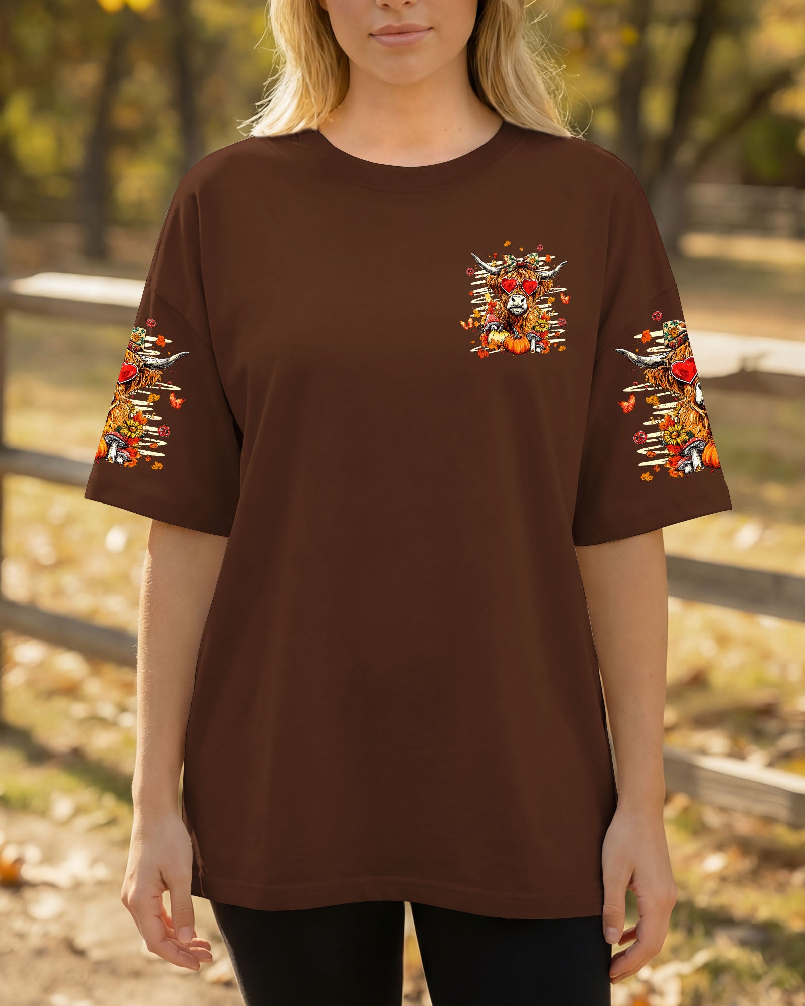 LEAVES FALL I DON'T HIGHLAND COW AUTUMN ALL OVER PRINT - TLHG2007261