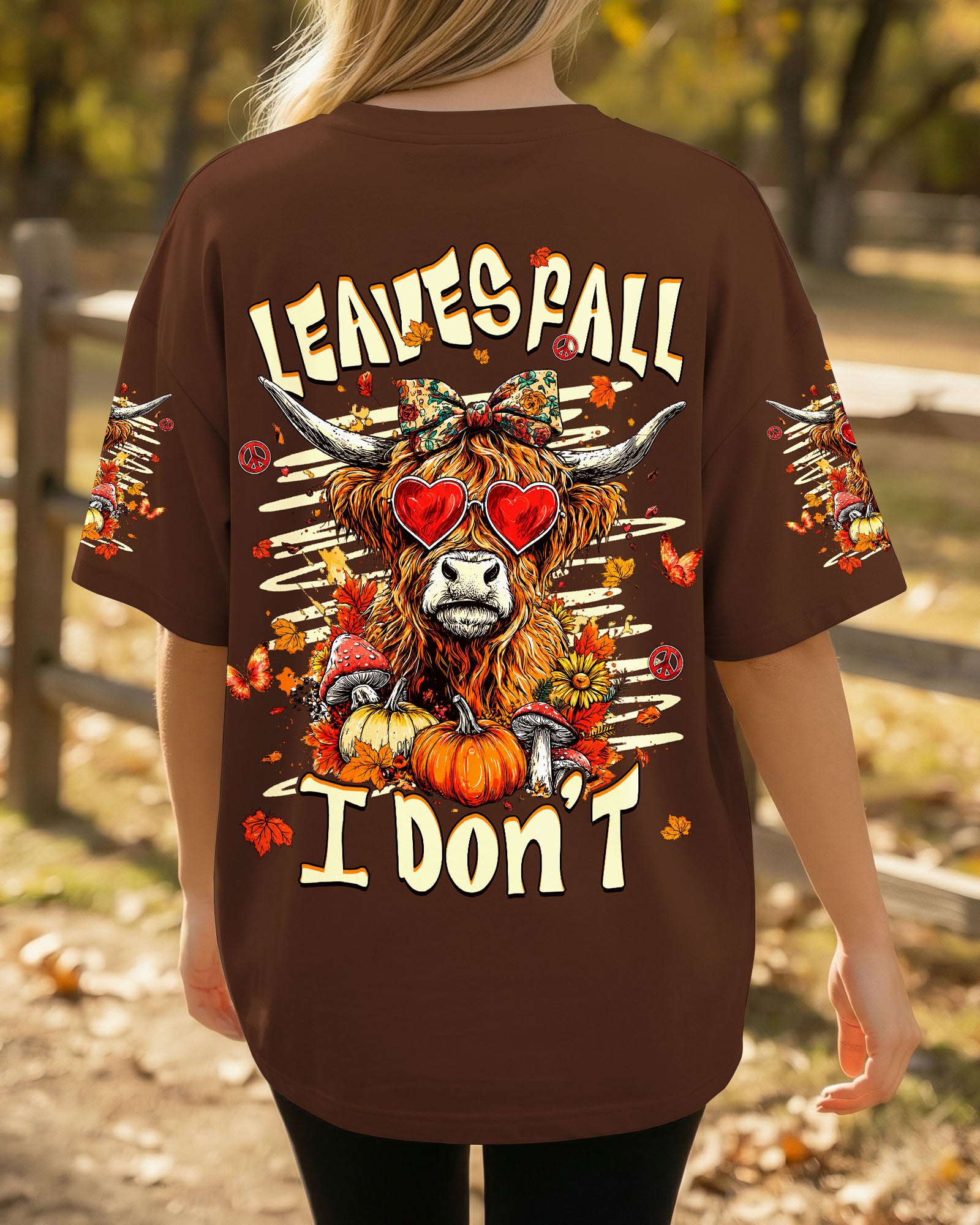 LEAVES FALL I DON'T HIGHLAND COW AUTUMN ALL OVER PRINT - TLHG2007261