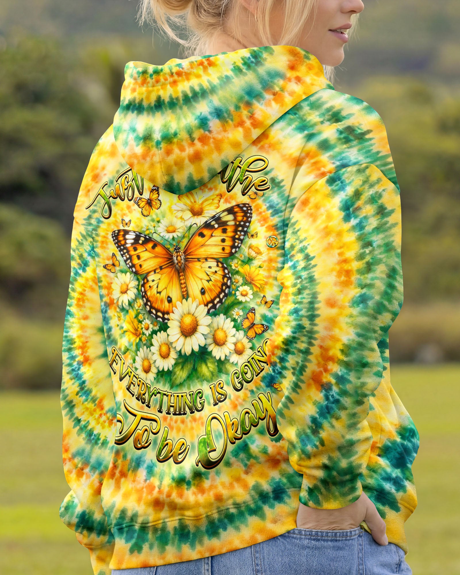 JUST BREATHE BUTTERFLY FLORAL SWIRL ALL OVER PRINT - TLHG2703263