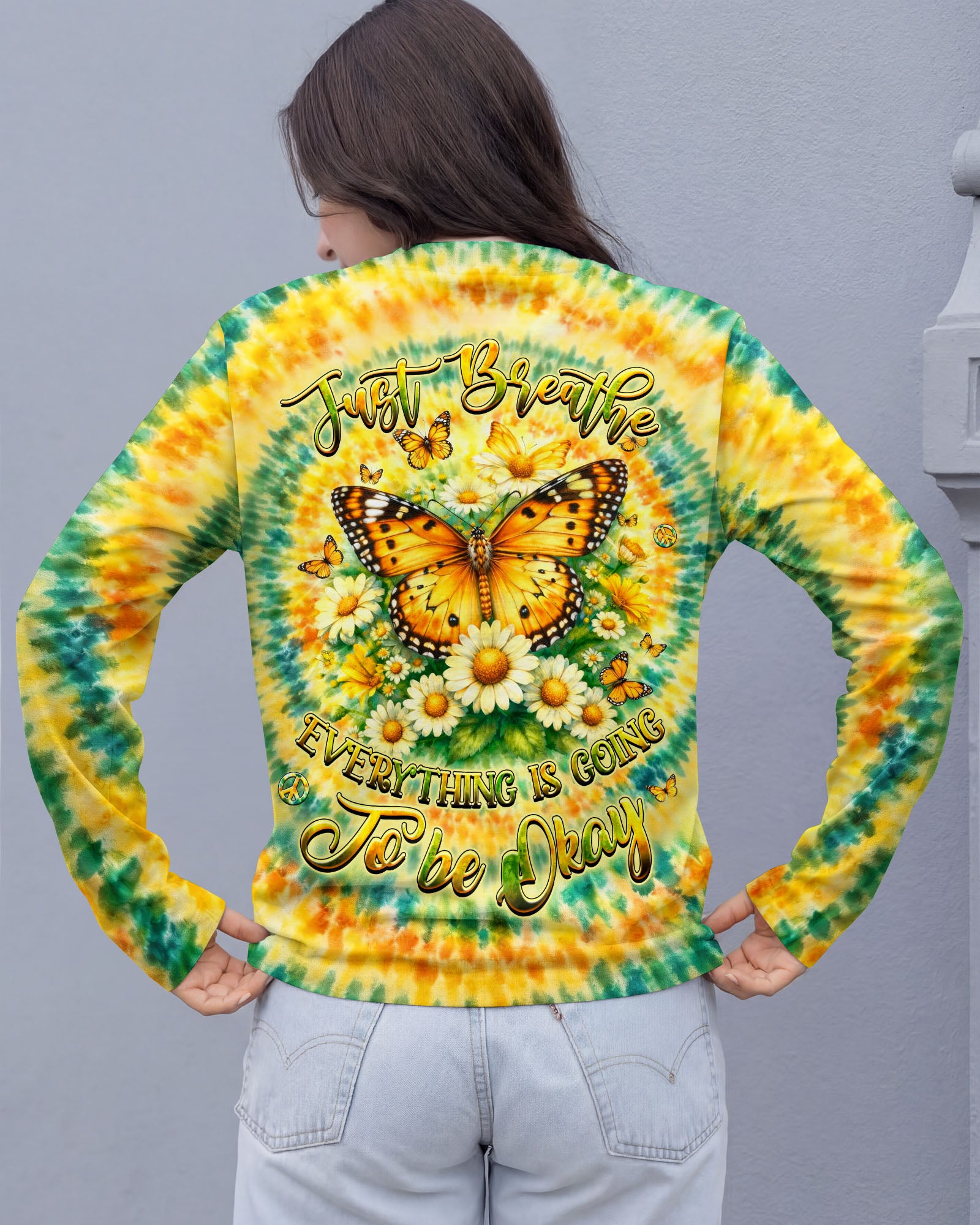 JUST BREATHE BUTTERFLY FLORAL SWIRL ALL OVER PRINT - TLHG2703263