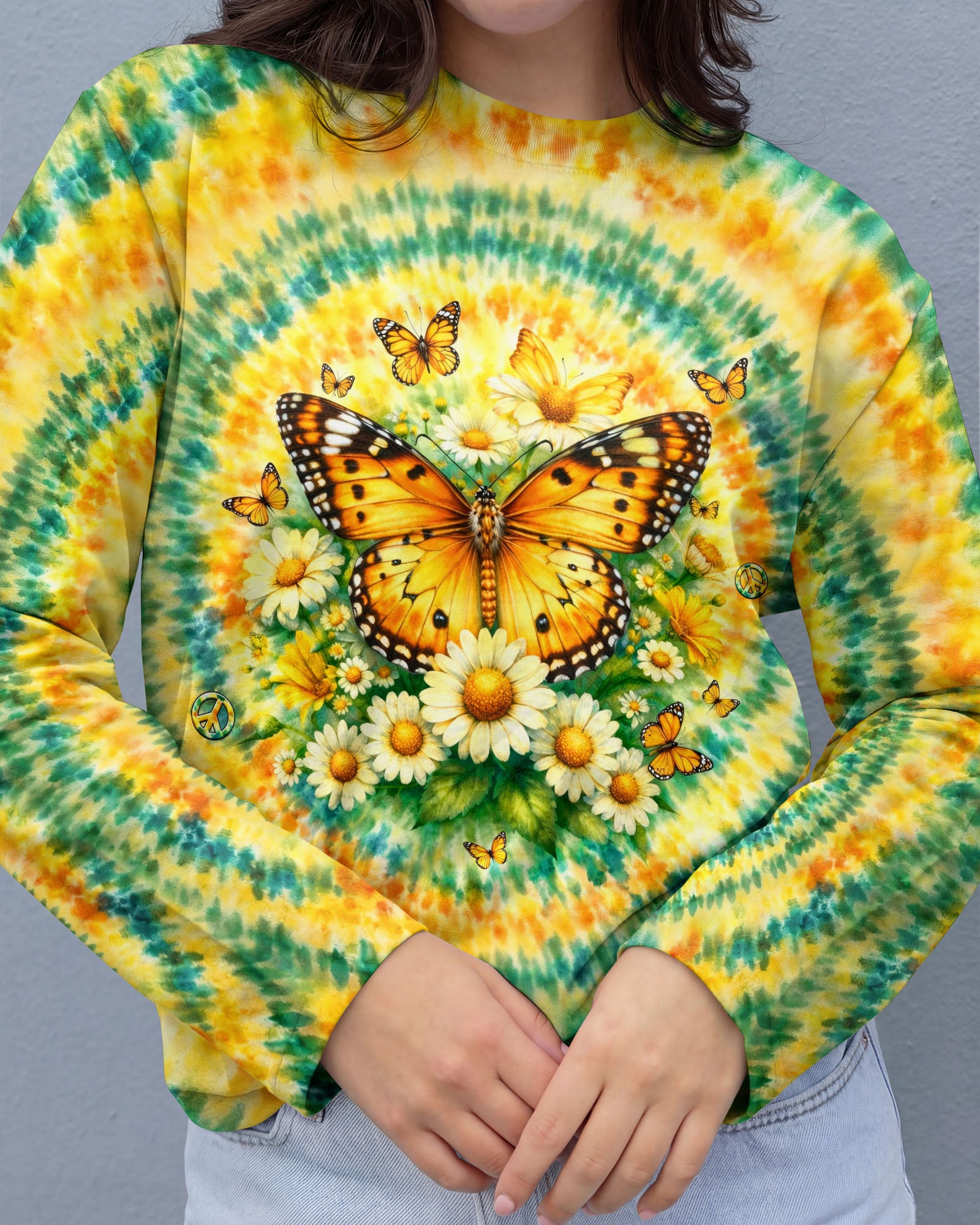 JUST BREATHE BUTTERFLY FLORAL SWIRL ALL OVER PRINT - TLHG2703263