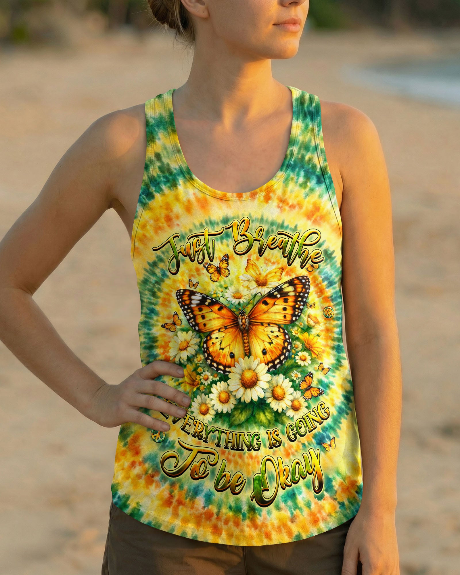 JUST BREATHE BUTTERFLY FLORAL SWIRL ALL OVER PRINT - TLHG2703263