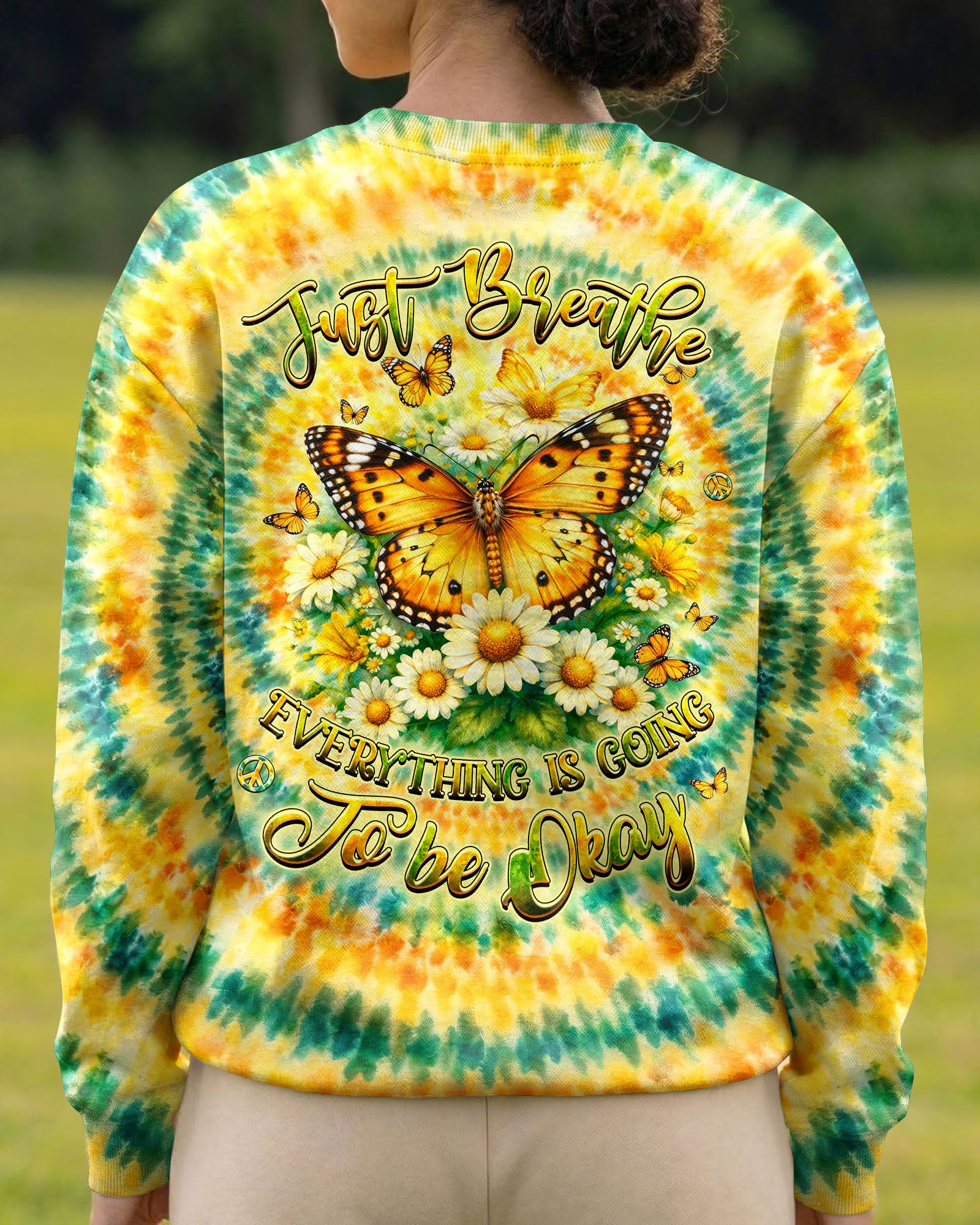 JUST BREATHE BUTTERFLY FLORAL SWIRL ALL OVER PRINT - TLHG2703263