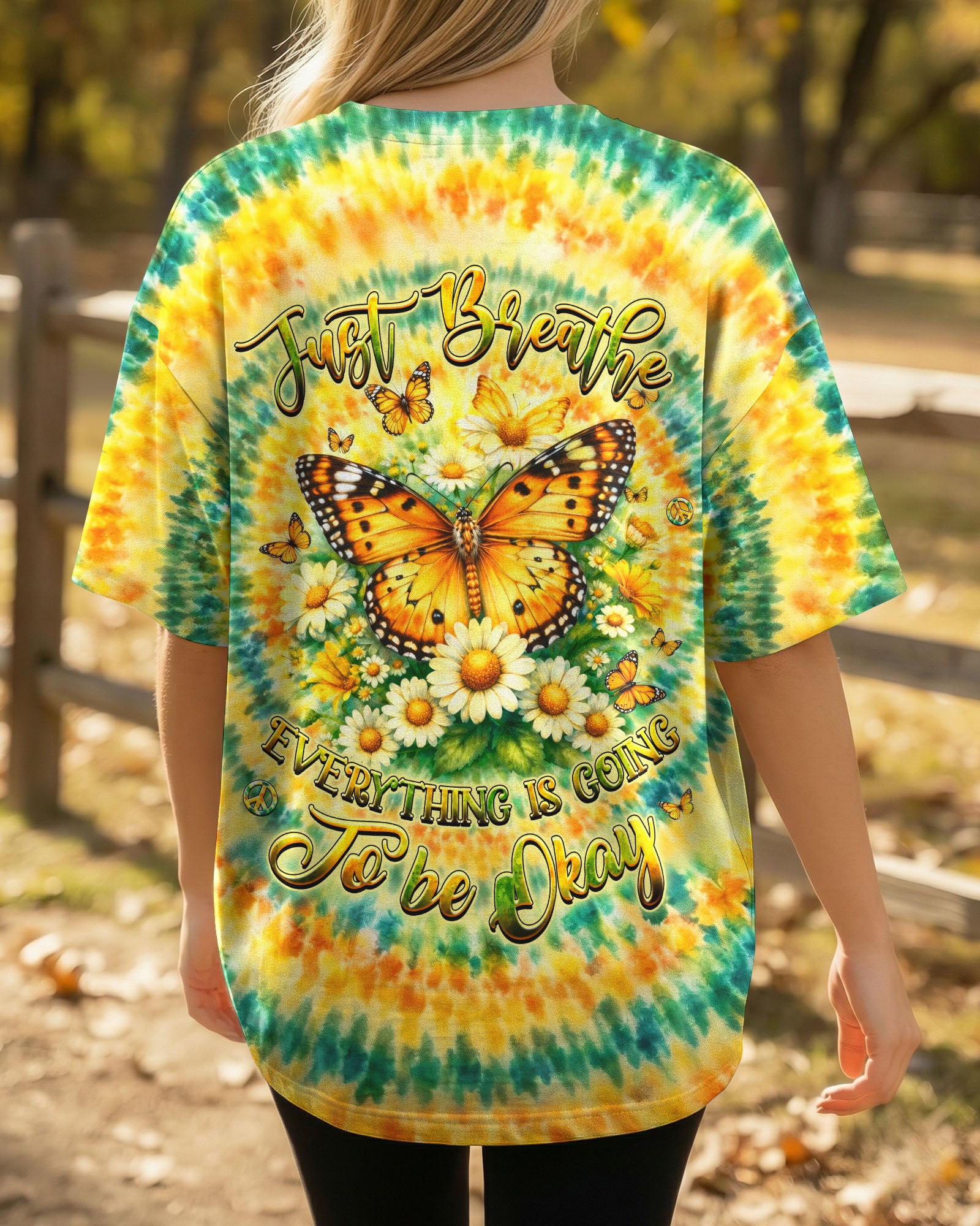 JUST BREATHE BUTTERFLY FLORAL SWIRL ALL OVER PRINT - TLHG2703263