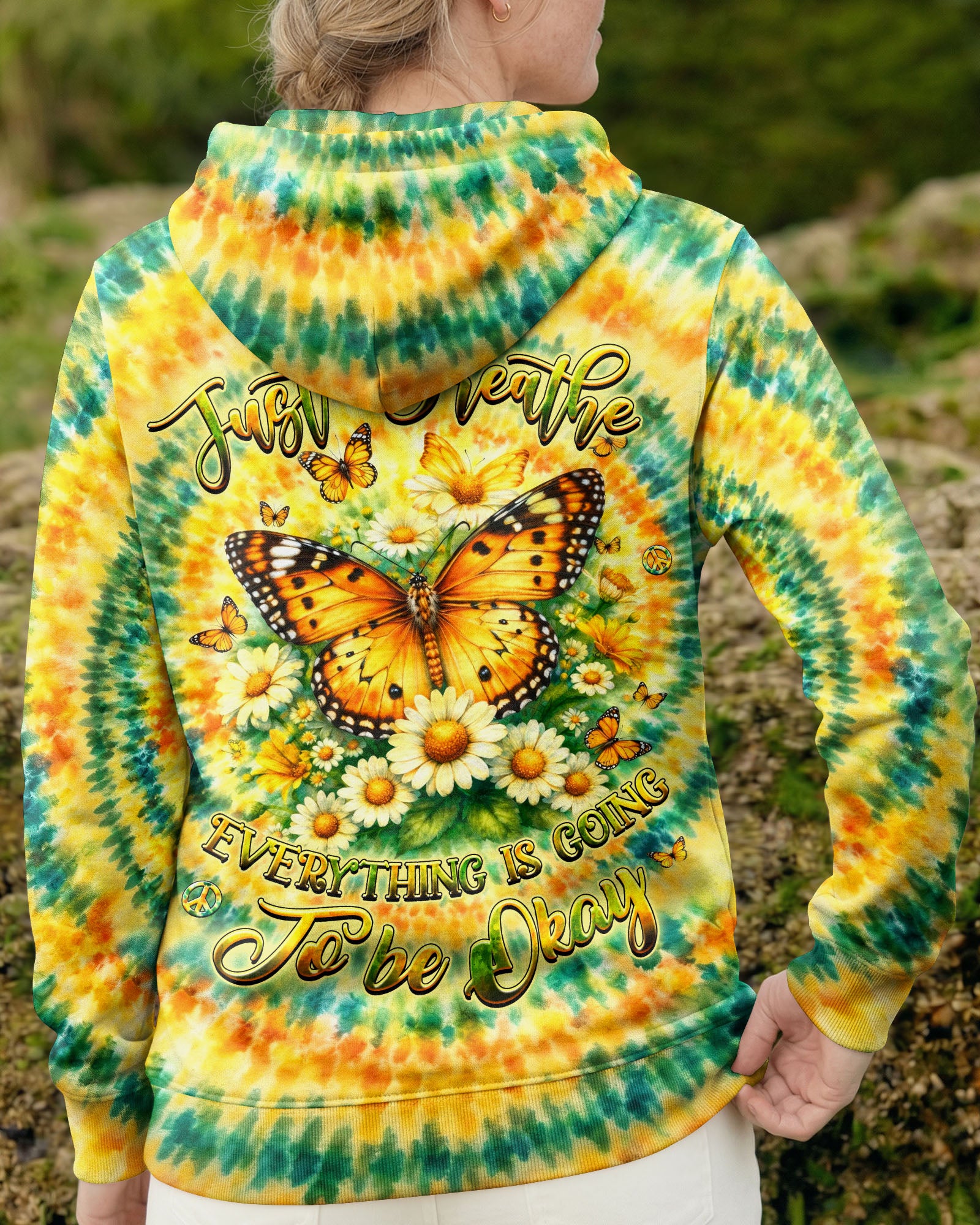 JUST BREATHE BUTTERFLY FLORAL SWIRL ALL OVER PRINT - TLHG2703263