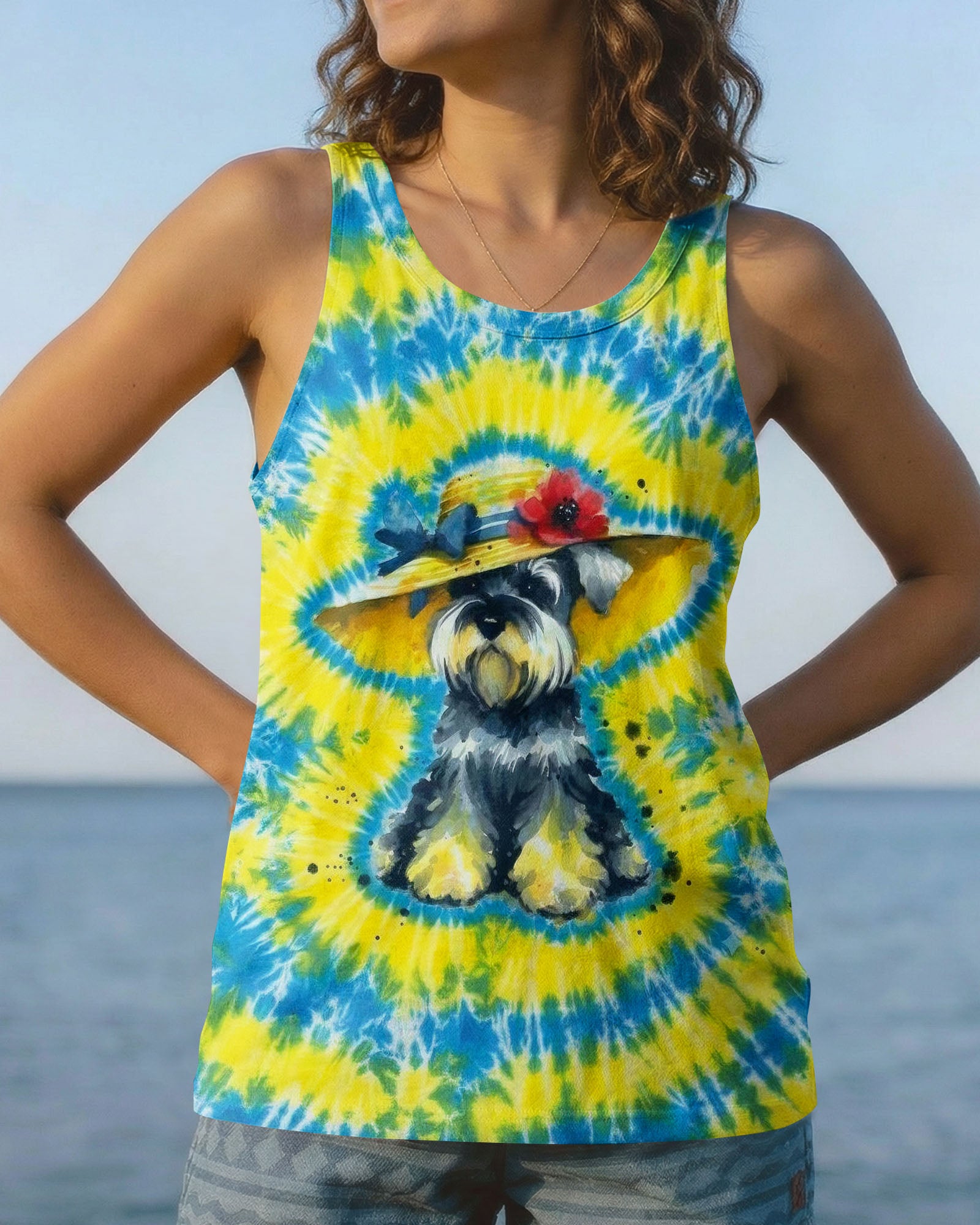 SCHNAUZER DOG YELLOW PATTERN ALL OVER PRINT - TLHG2905263