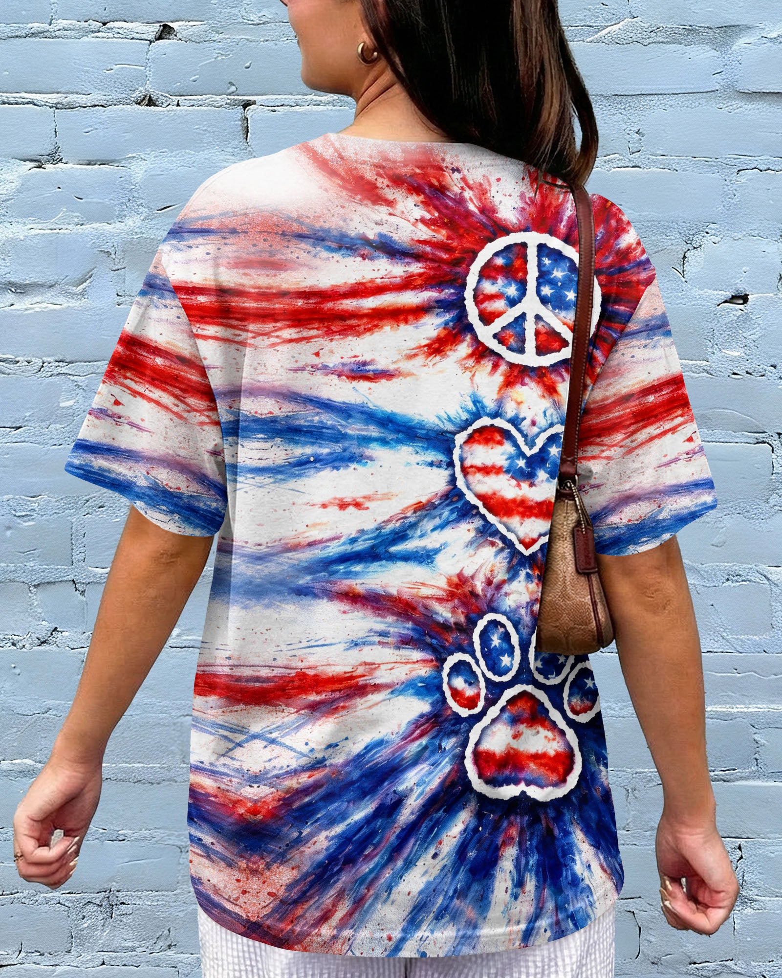 PEACE LOVE PAW PRINT RED WHITE & BLUE ALL OVER PRINT - TLHG3003263