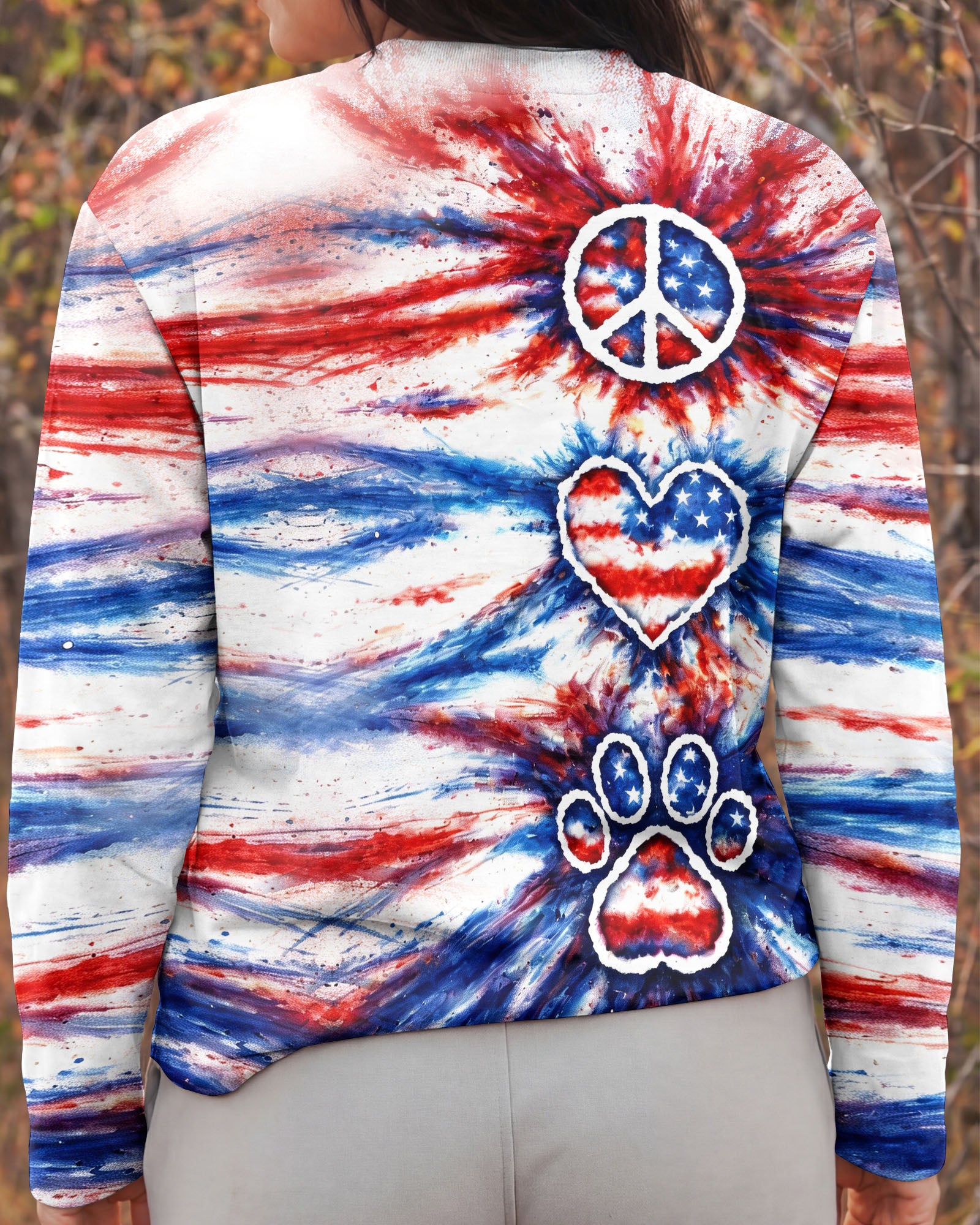 PEACE LOVE PAW PRINT RED WHITE & BLUE ALL OVER PRINT - TLHG3003263