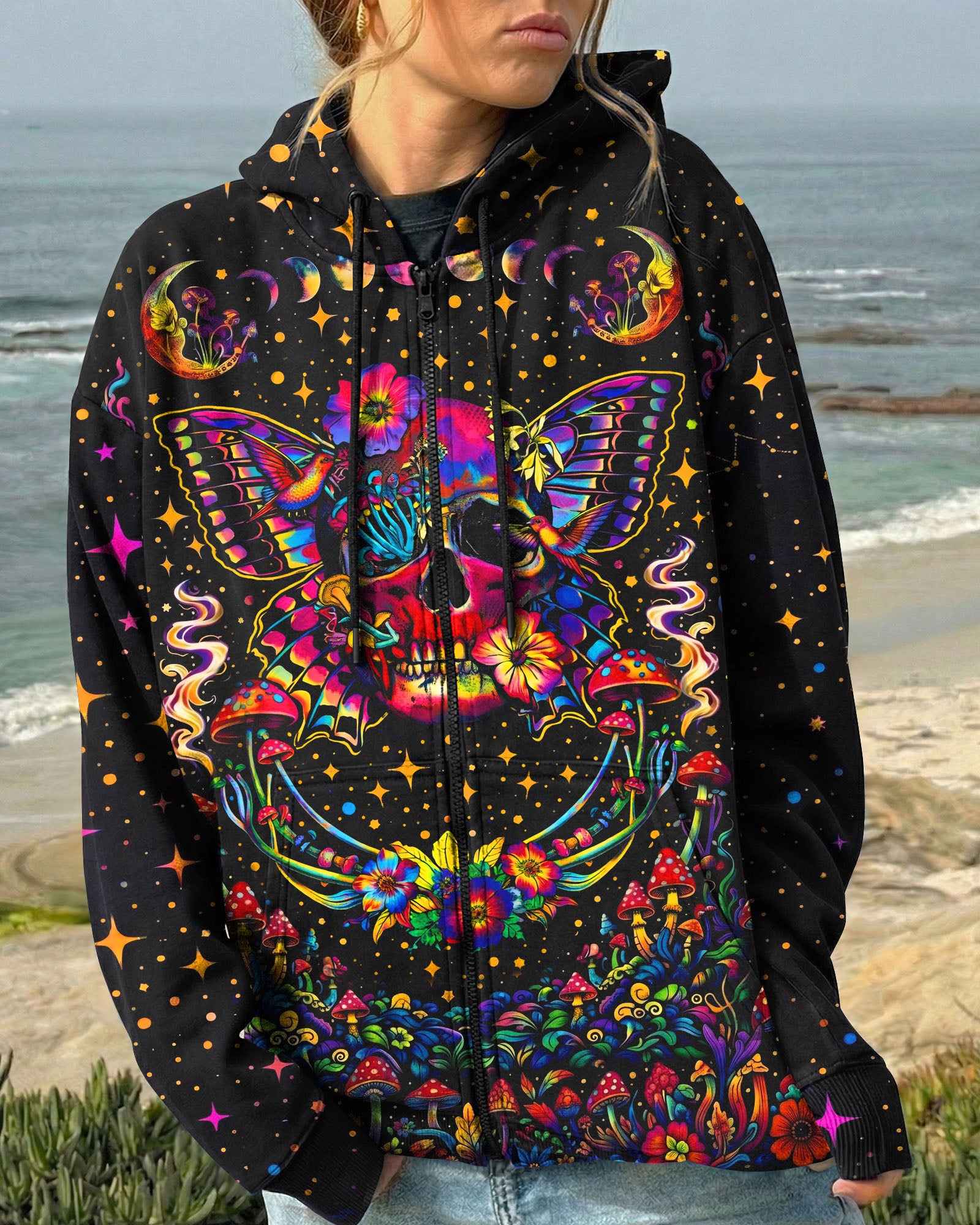 COSMIC SKULL HIPPIE BUTTERFLY ALL OVER PRINT - TLHN2104263