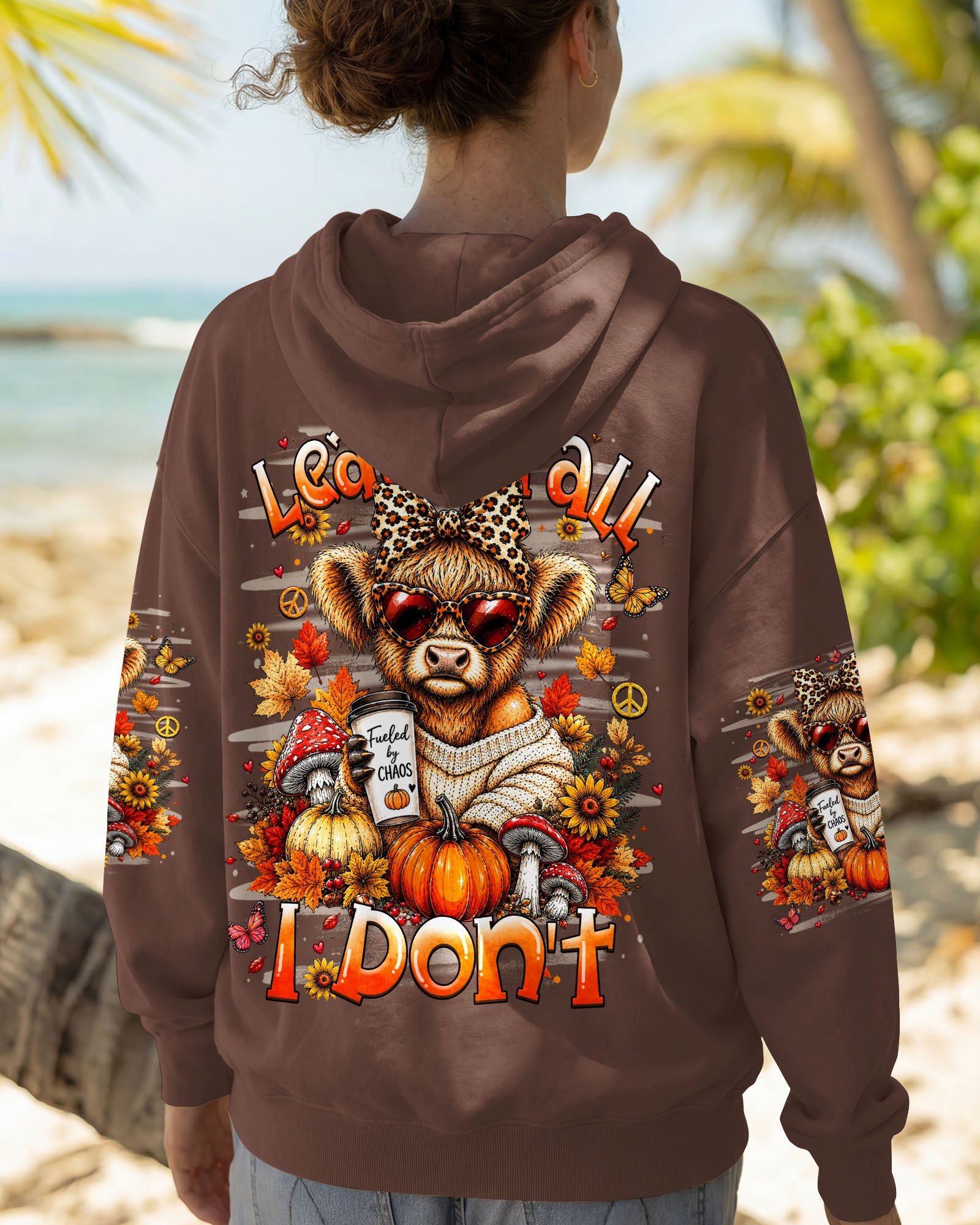 LEAVES FALL I DON'T HIGHLAND COW AUTUMN ALL OVER PRINT - TLHN2107262