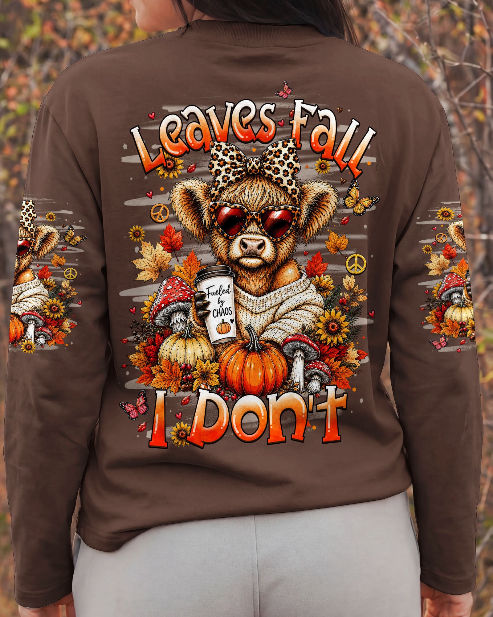 LEAVES FALL I DON'T HIGHLAND COW AUTUMN ALL OVER PRINT - TLHN2107262