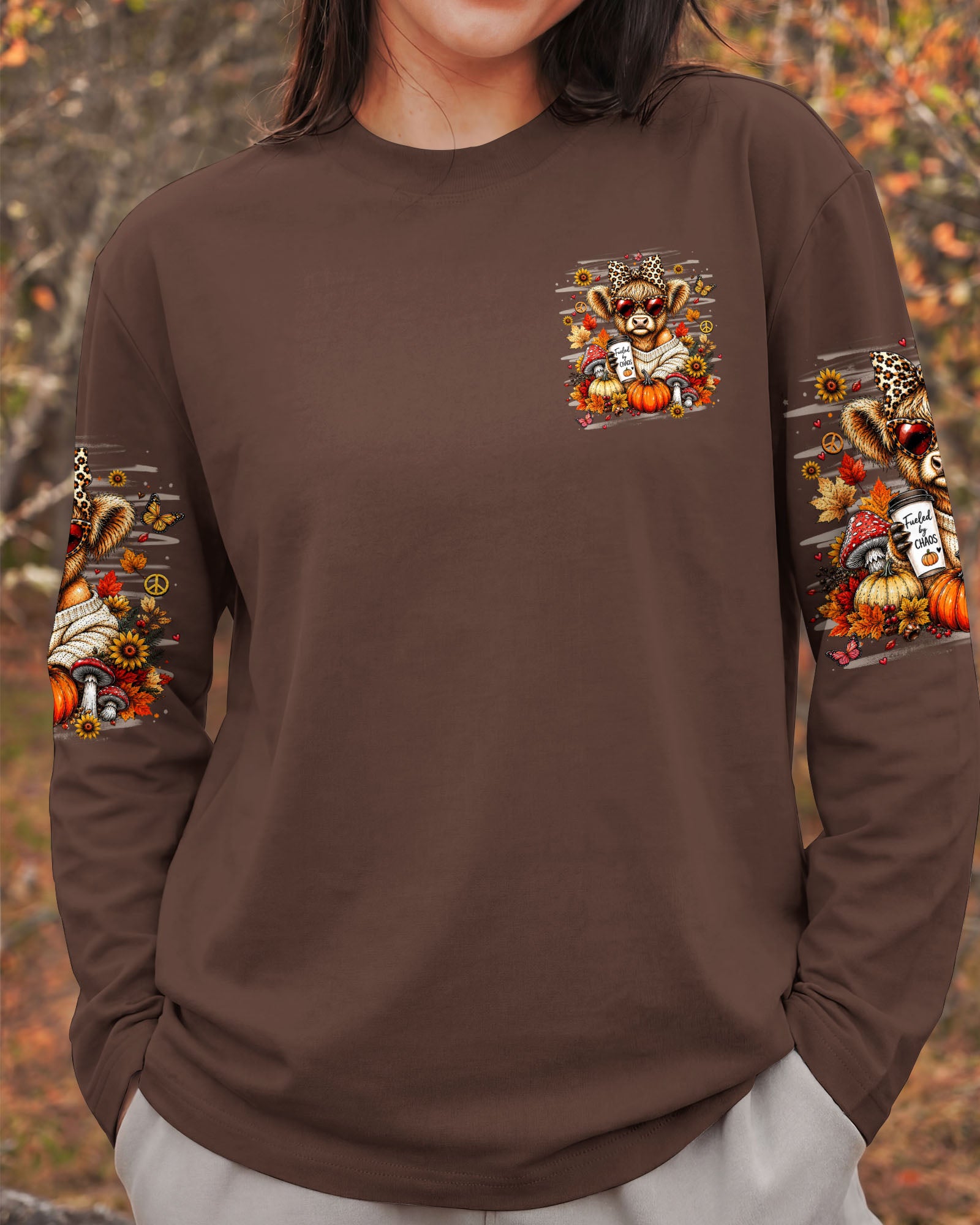 LEAVES FALL I DON'T HIGHLAND COW AUTUMN ALL OVER PRINT - TLHN2107262