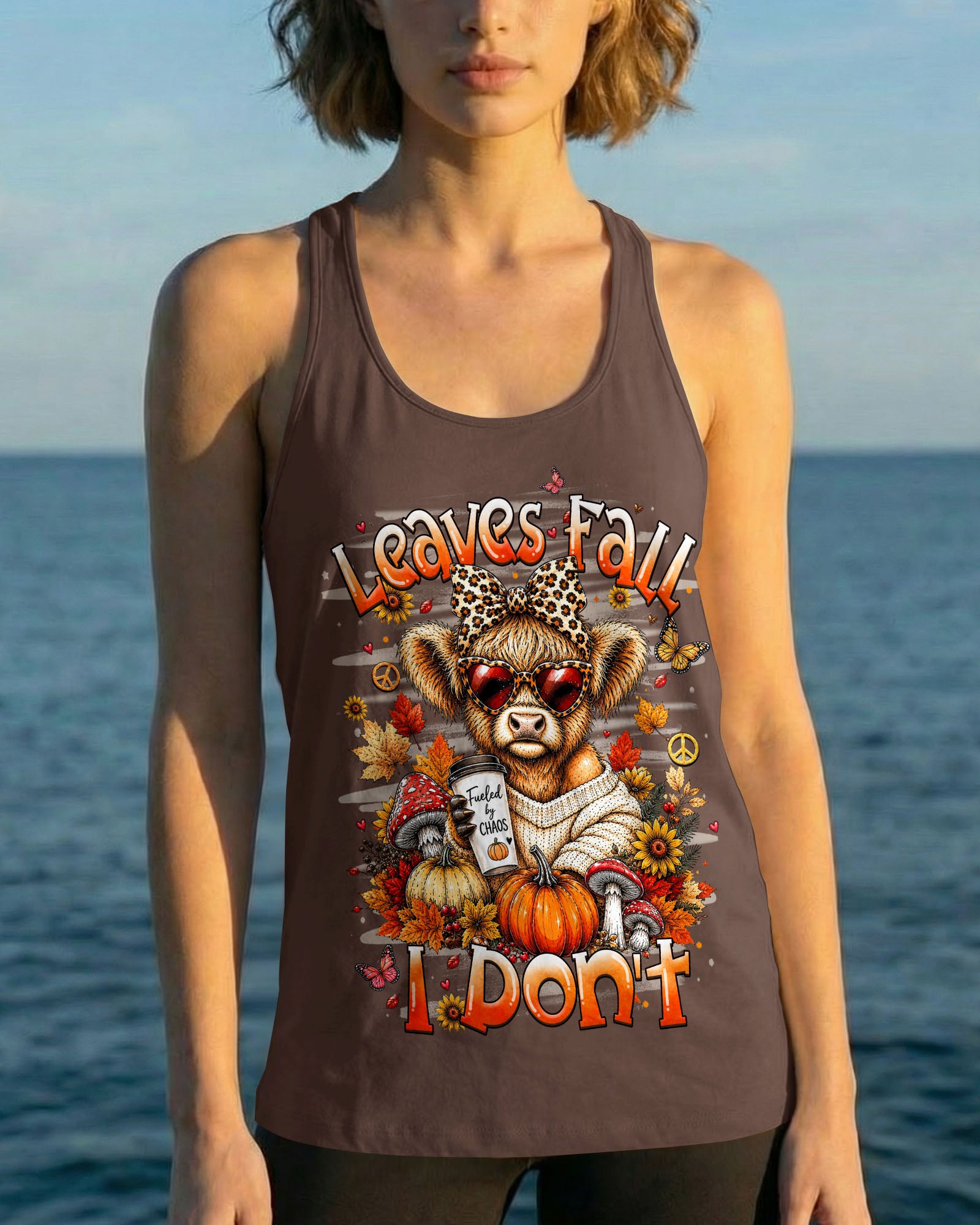 LEAVES FALL I DON'T HIGHLAND COW AUTUMN ALL OVER PRINT - TLHN2107262