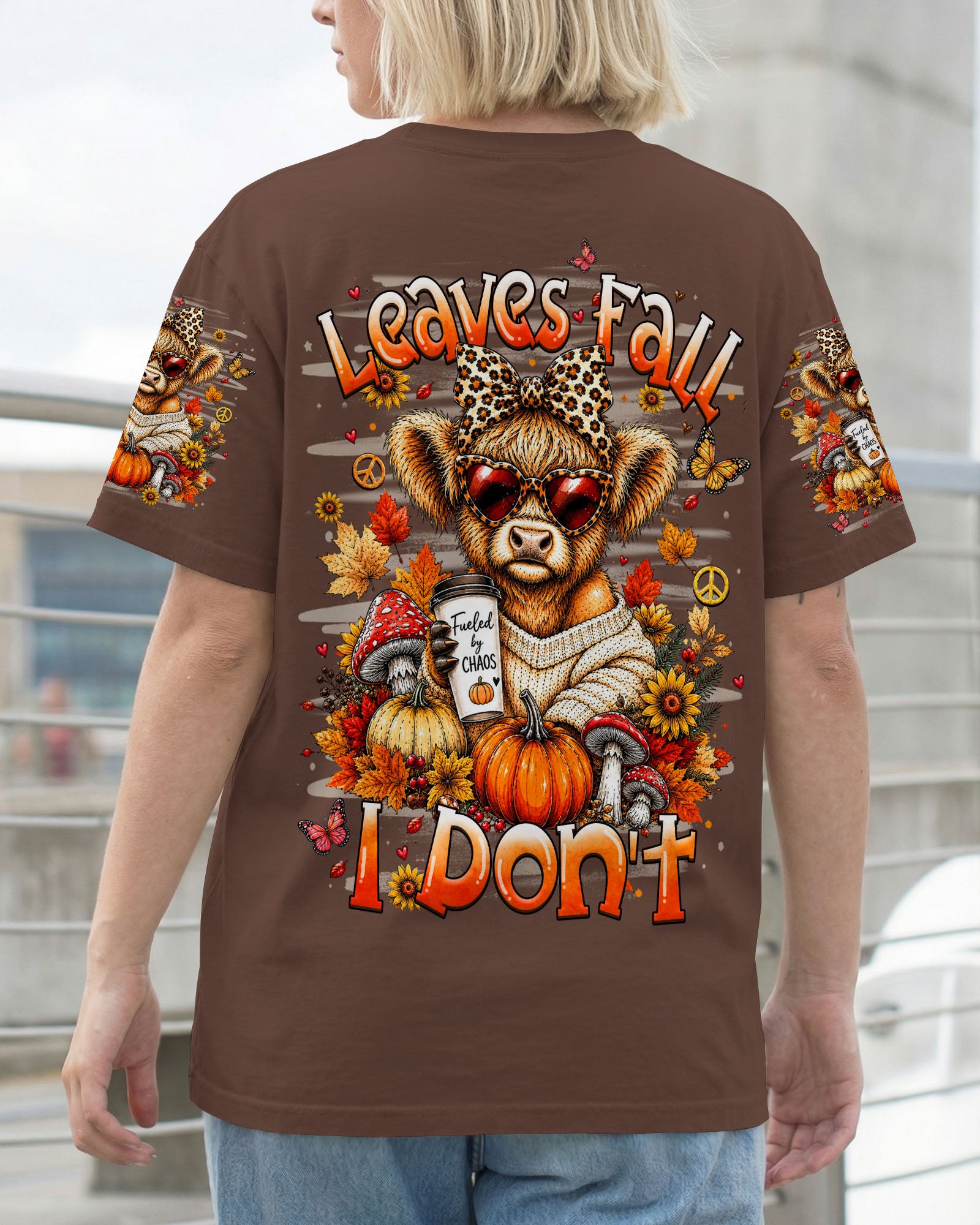 LEAVES FALL I DON'T HIGHLAND COW AUTUMN ALL OVER PRINT - TLHN2107262