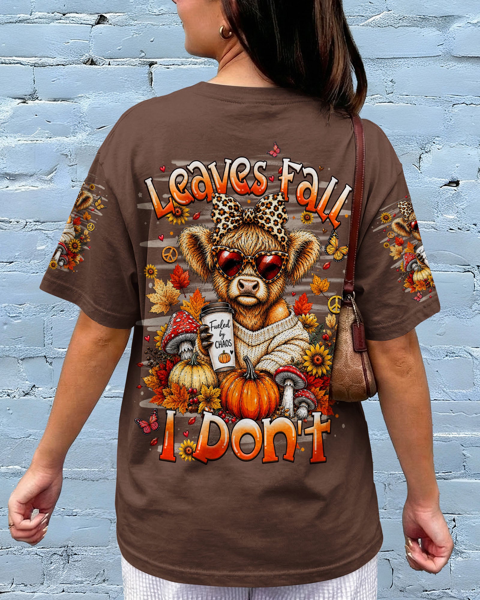 LEAVES FALL I DON'T HIGHLAND COW AUTUMN ALL OVER PRINT - TLHN2107262