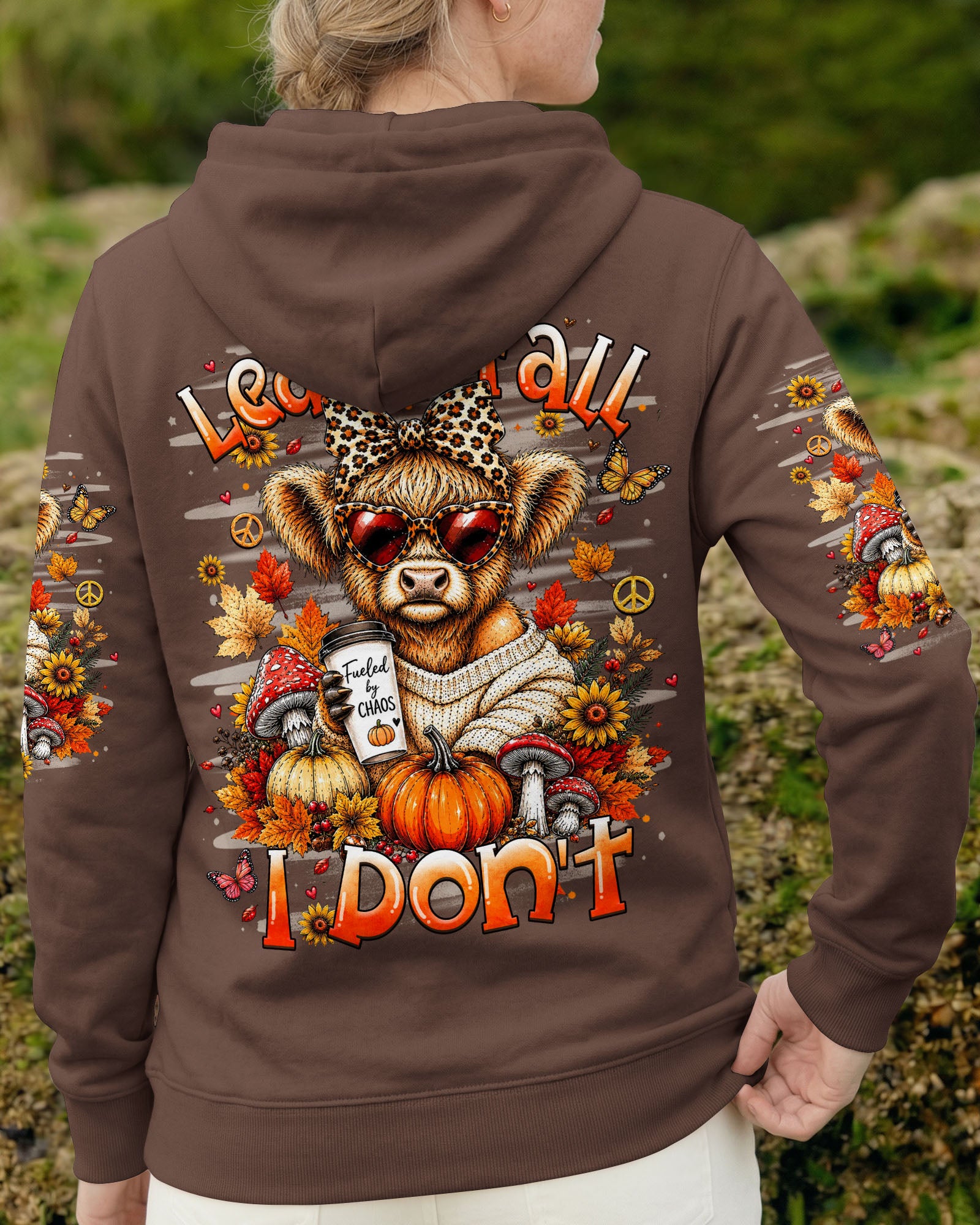 LEAVES FALL I DON'T HIGHLAND COW AUTUMN ALL OVER PRINT - TLHN2107262