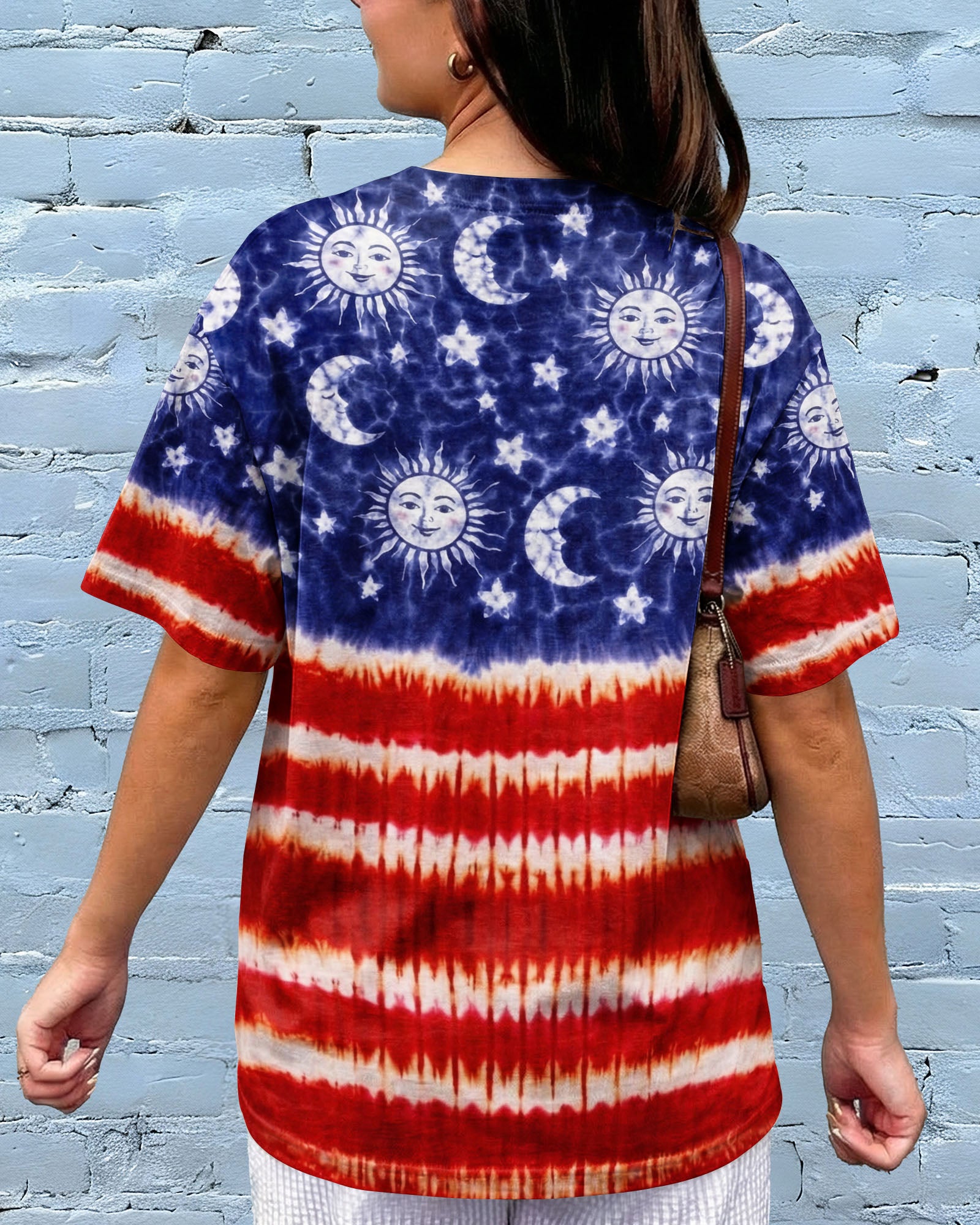 SUN MOON STARS RED WHITE & BLUE SWIRL ALL OVER PRINT - TLNO0104262